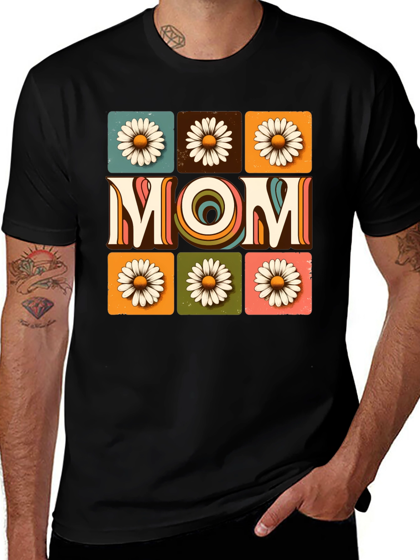 Retro Floral "MOM" Graphic T-Shirt