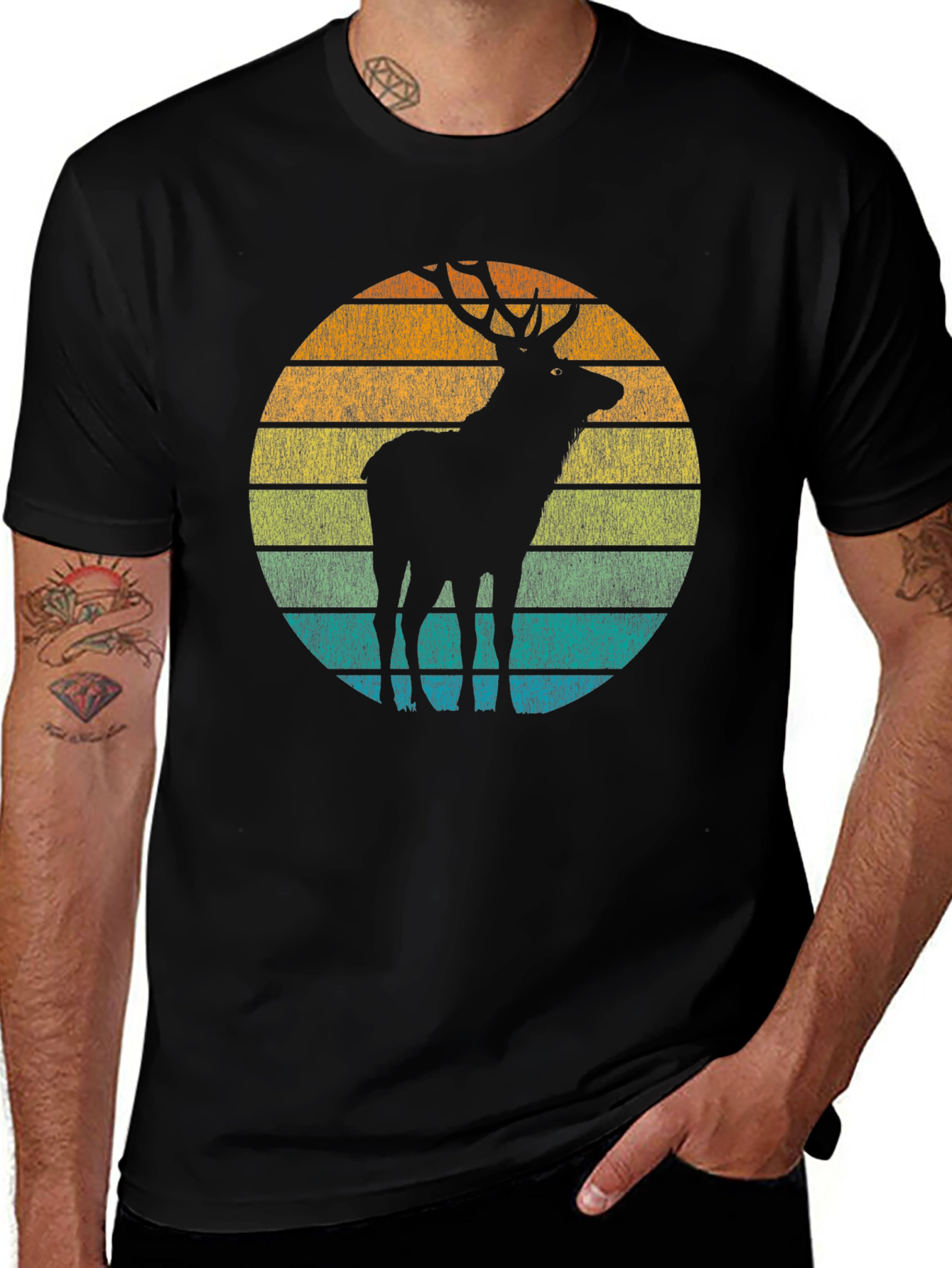 Black Retro Deer Silhouette Tee main image
