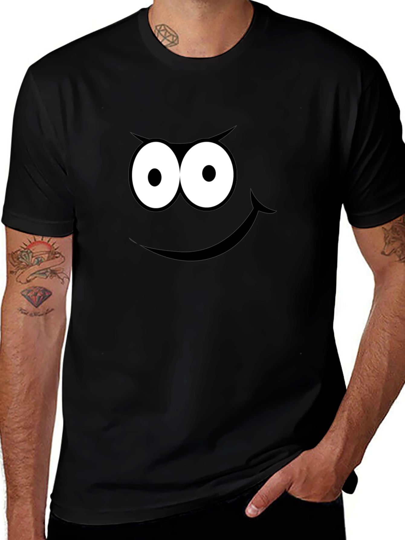 Variant 5 of Funny Cartoon Face Black T-Shirt