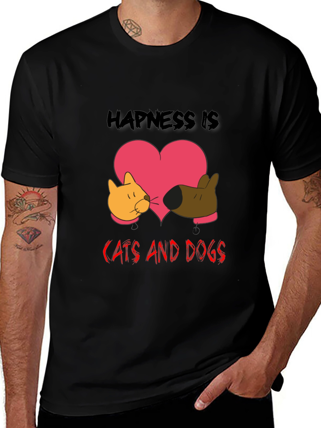 Variant 10 of Happiness is Cats and Dogs Graphic Tee