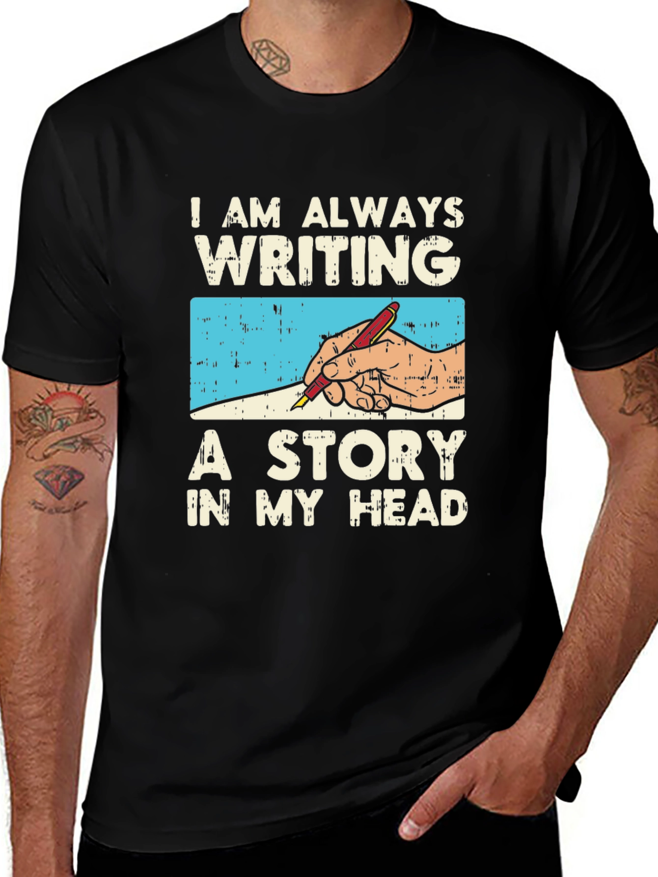 Writing Story T-Shirt - Always Writing in My Head Novel Tee