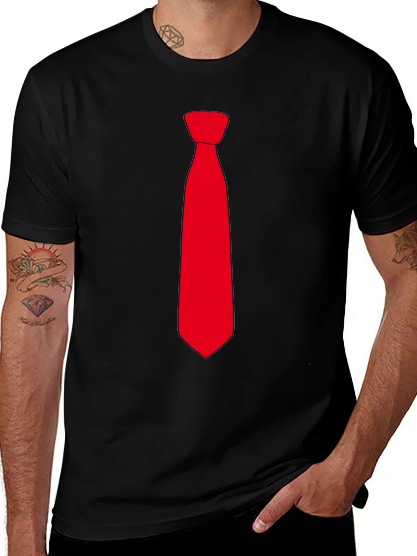 Red Tie Graphic Tee - Business Casual Style