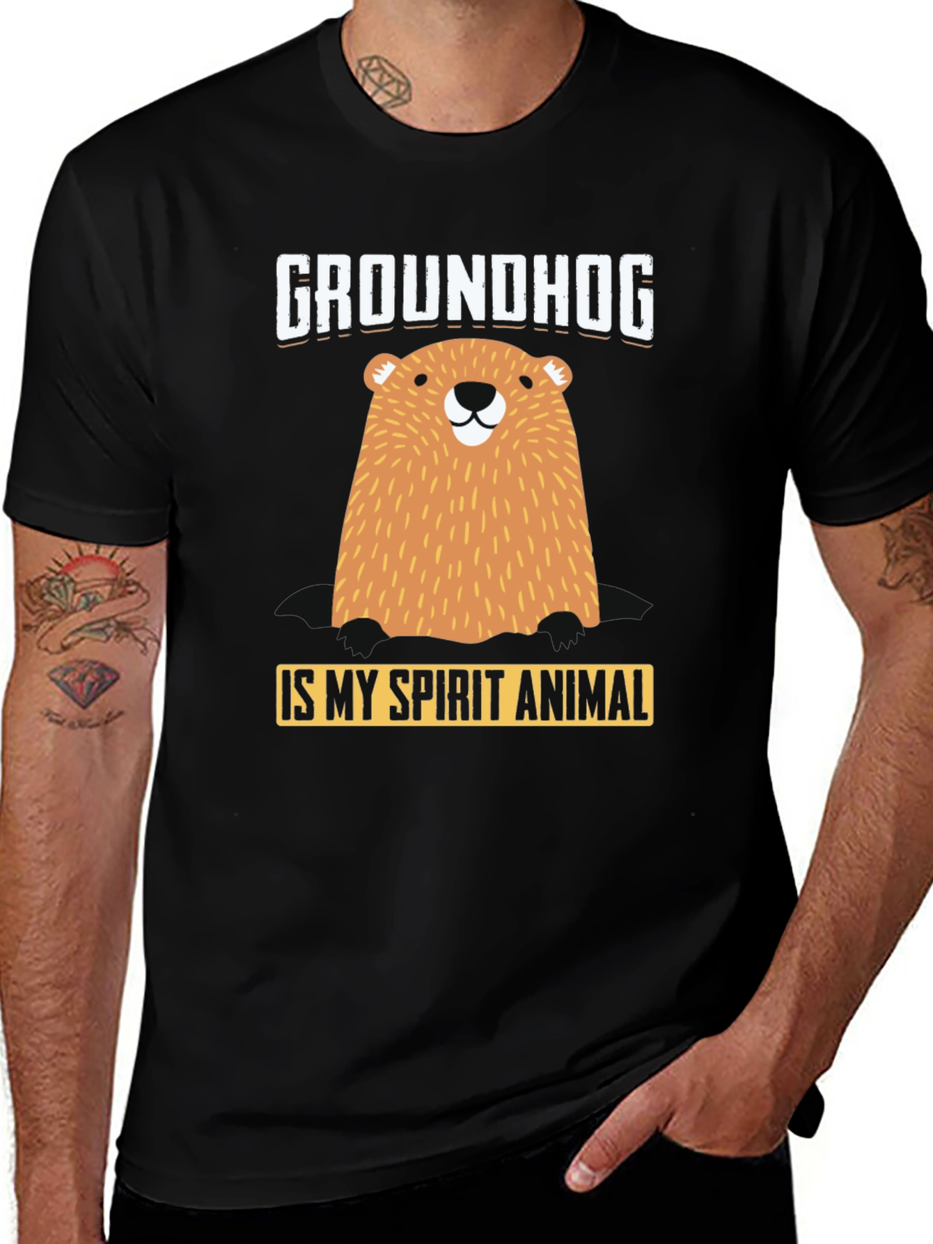 Variant 10 of Groundhog Spirit Animal Graphic T-Shirt