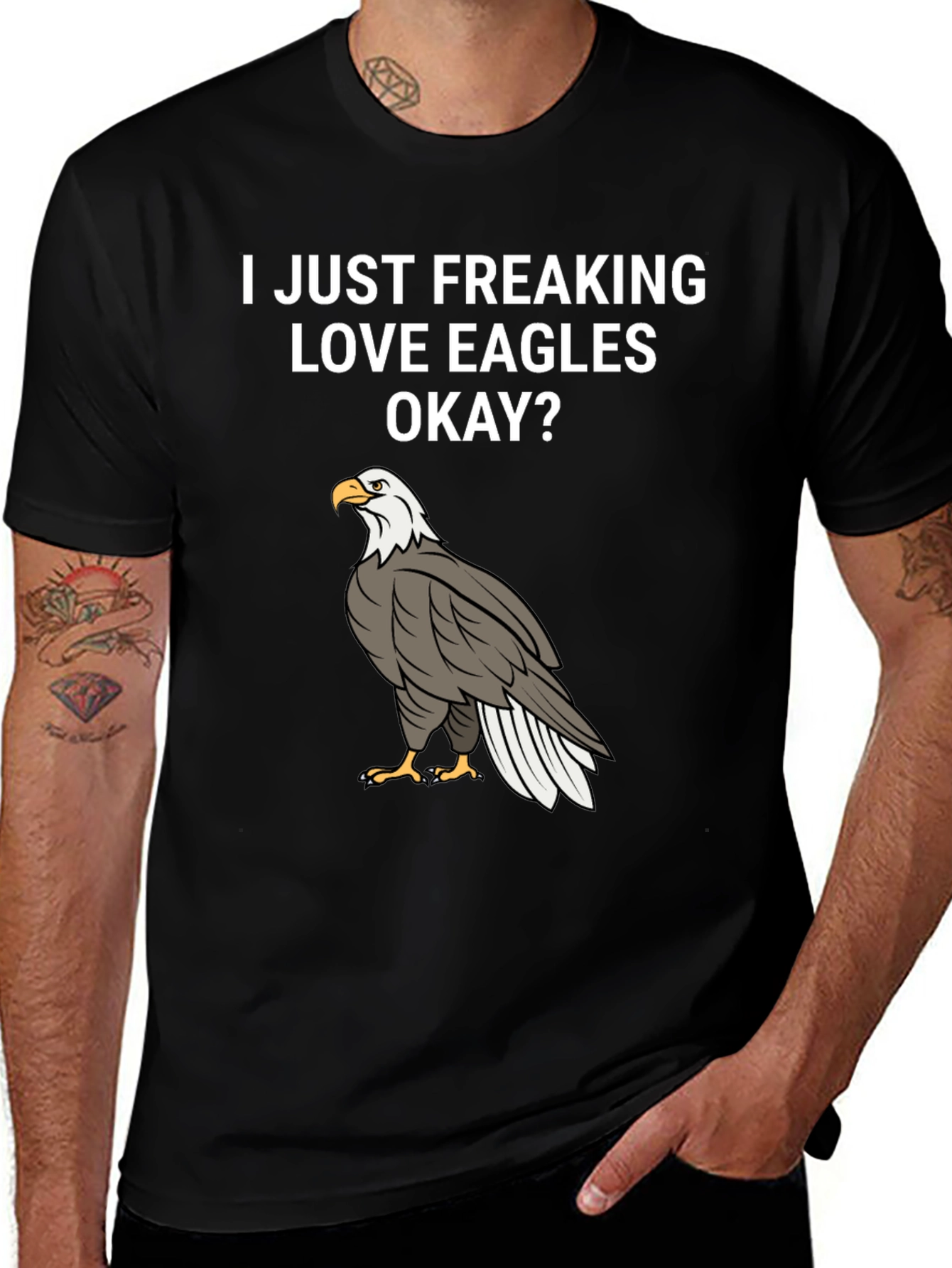 Variant 5 of I Love Eagles T-Shirt - Black Cotton Graphic Tee