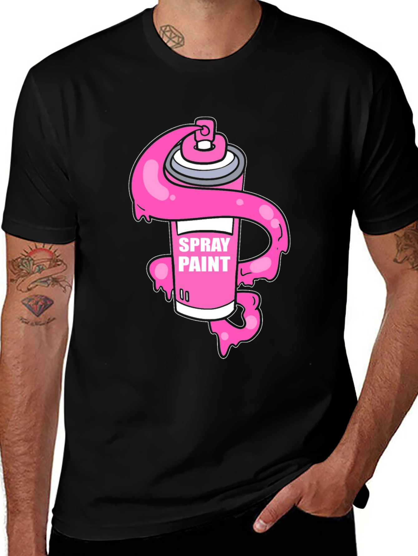 Spray Paint Graphic Black T-Shirt