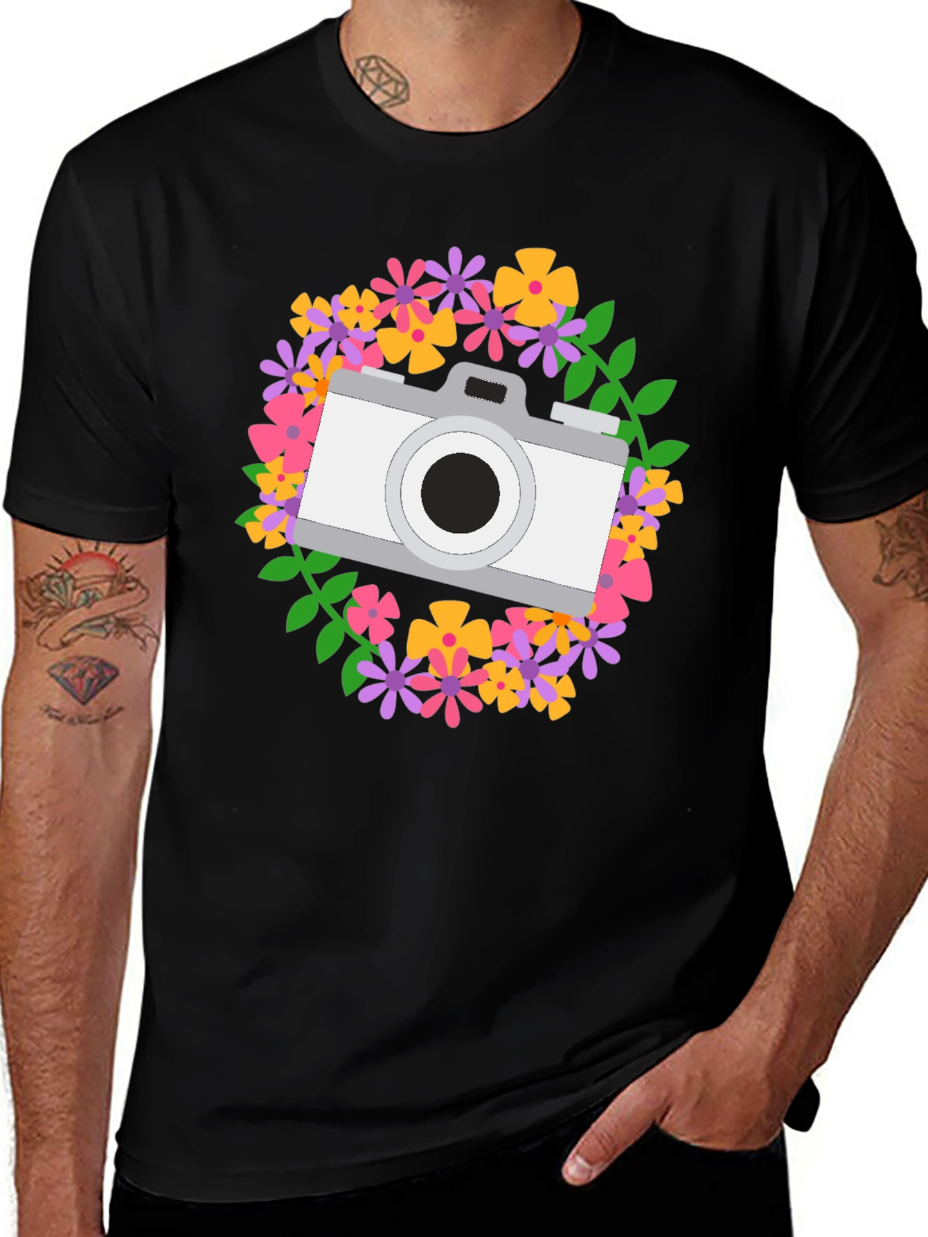 Variant 21 of Floral Camera Graphic Tee - Photography Lover Shirt