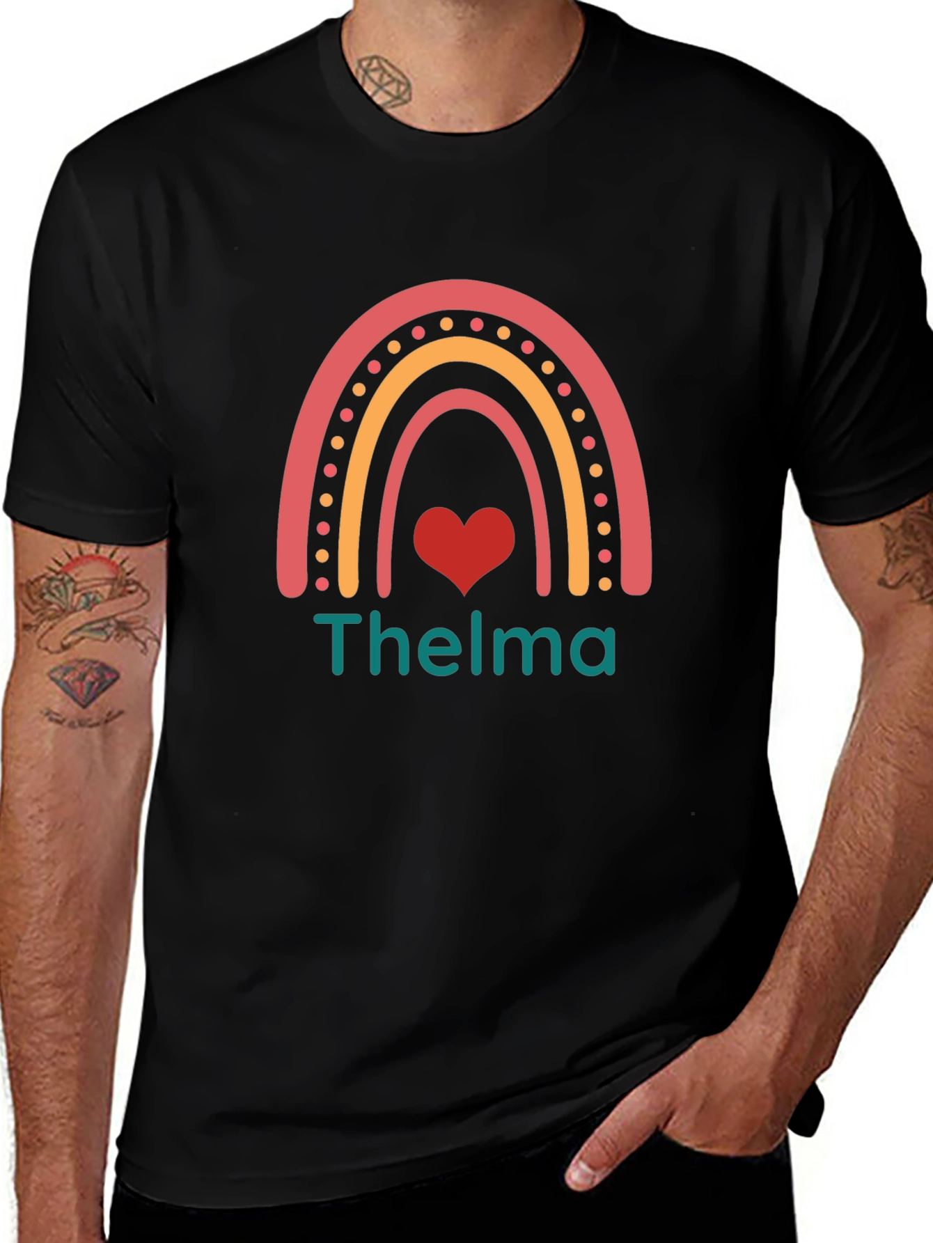 Variant 5 of Thelma Rainbow Heart Graphic Tee - Unisex