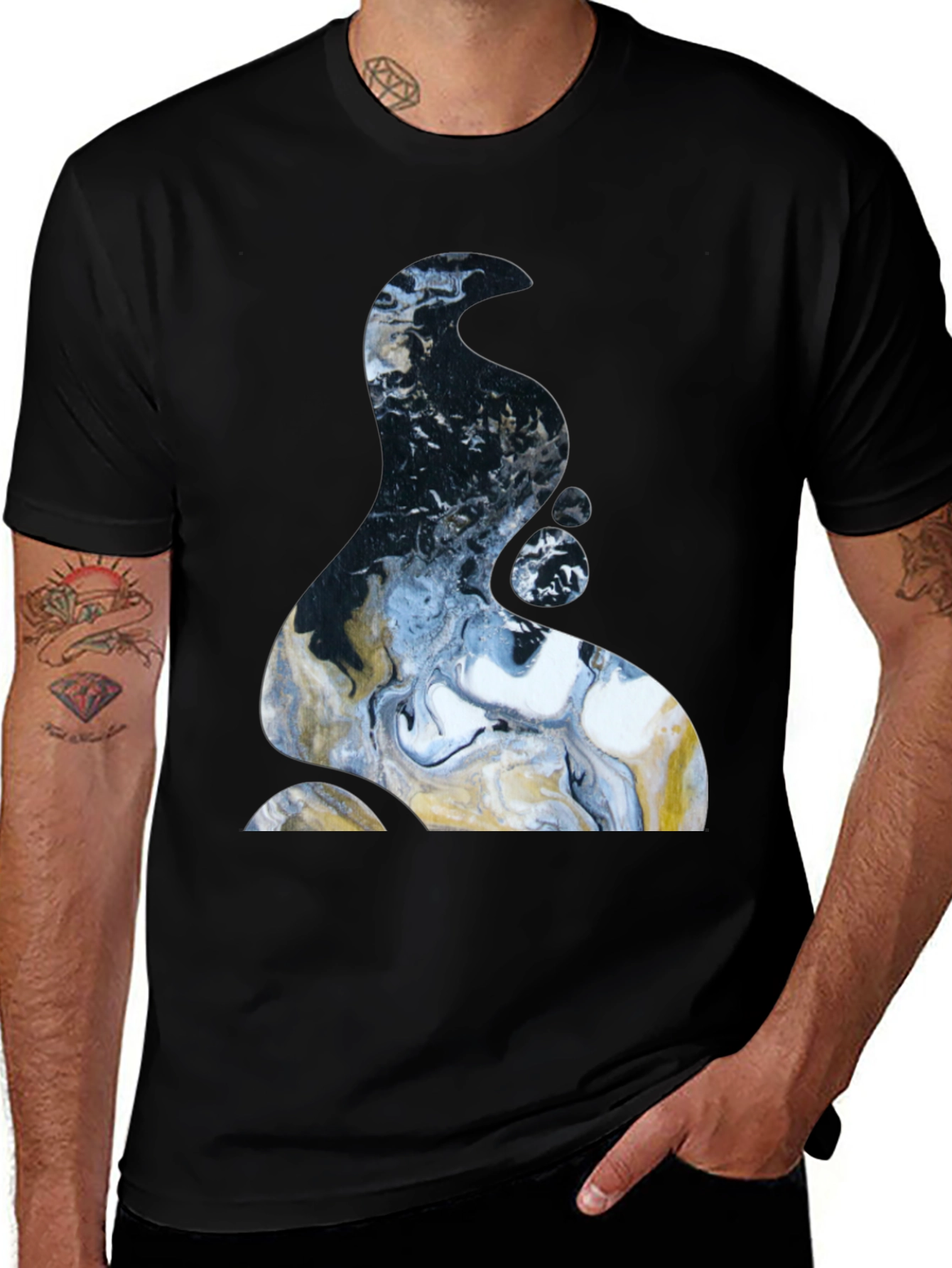Variant 30 of Abstract Art Tee: Modern Graphic Print Black T-Shirt