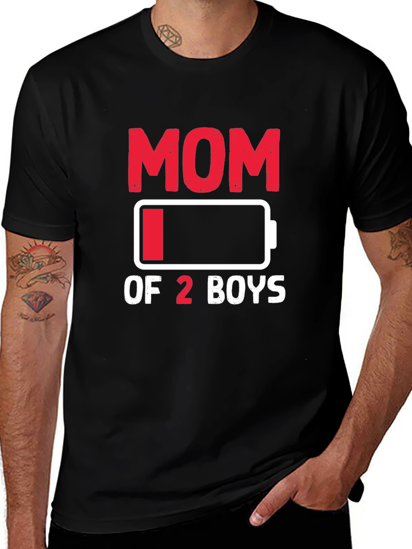 Variant 30 of Mom of 2 Boys Low Battery Graphic T-Shirt