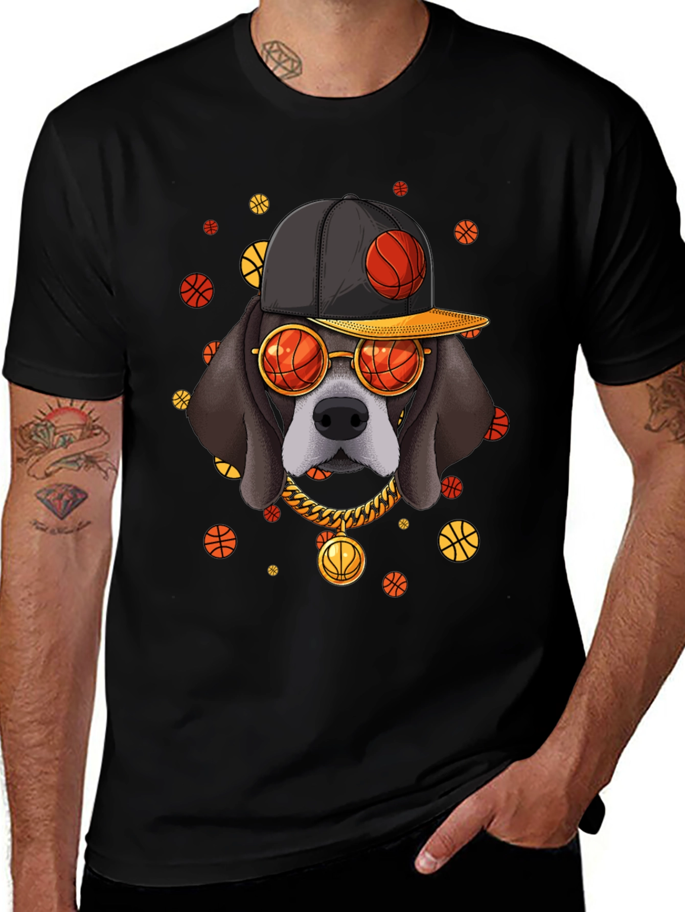 Variant 5 of Basketball Dog Graphic T-Shirt