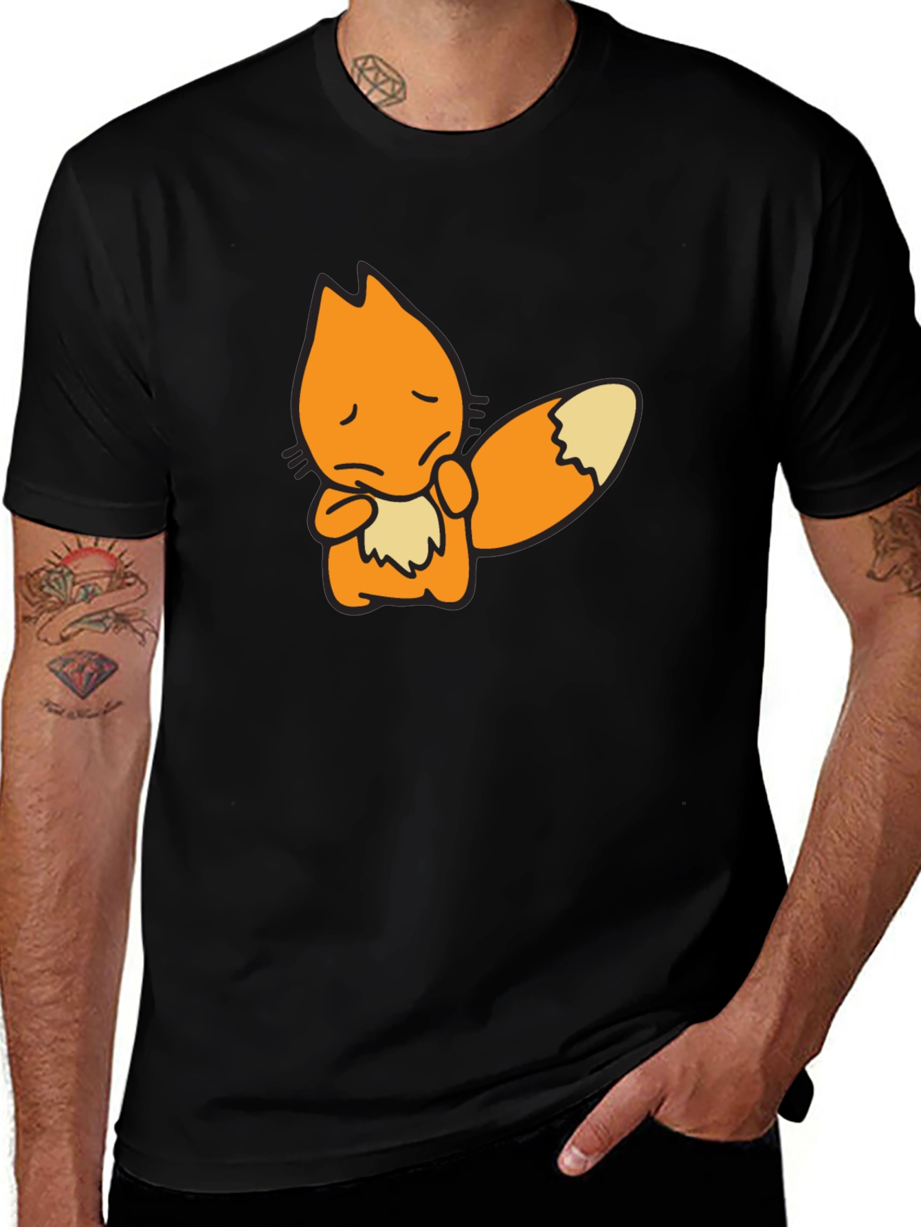Variant 13 of Sad Fox Graphic Black T-Shirt