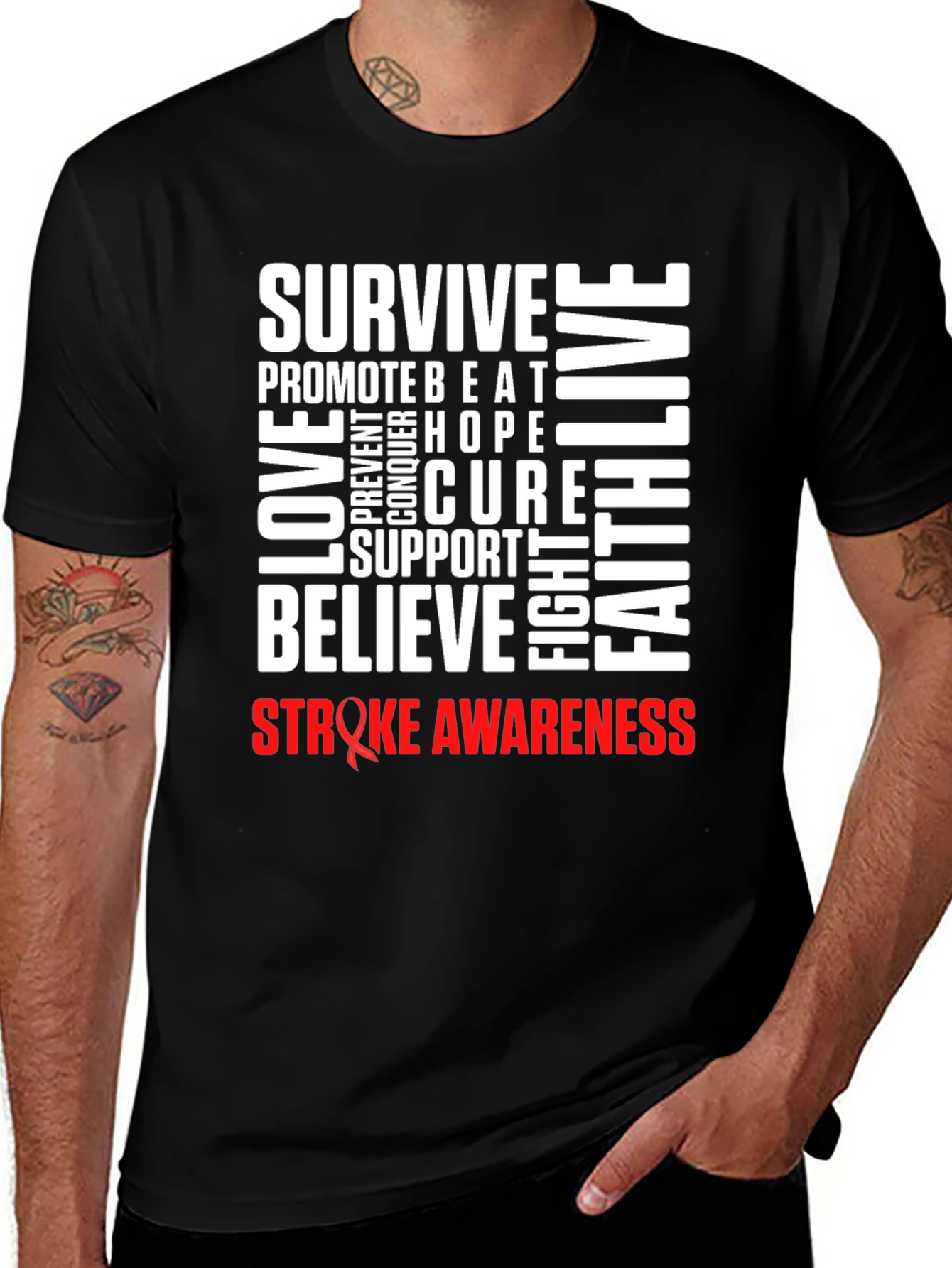 Stroke Awareness T-Shirt - Survive, Love, Believe