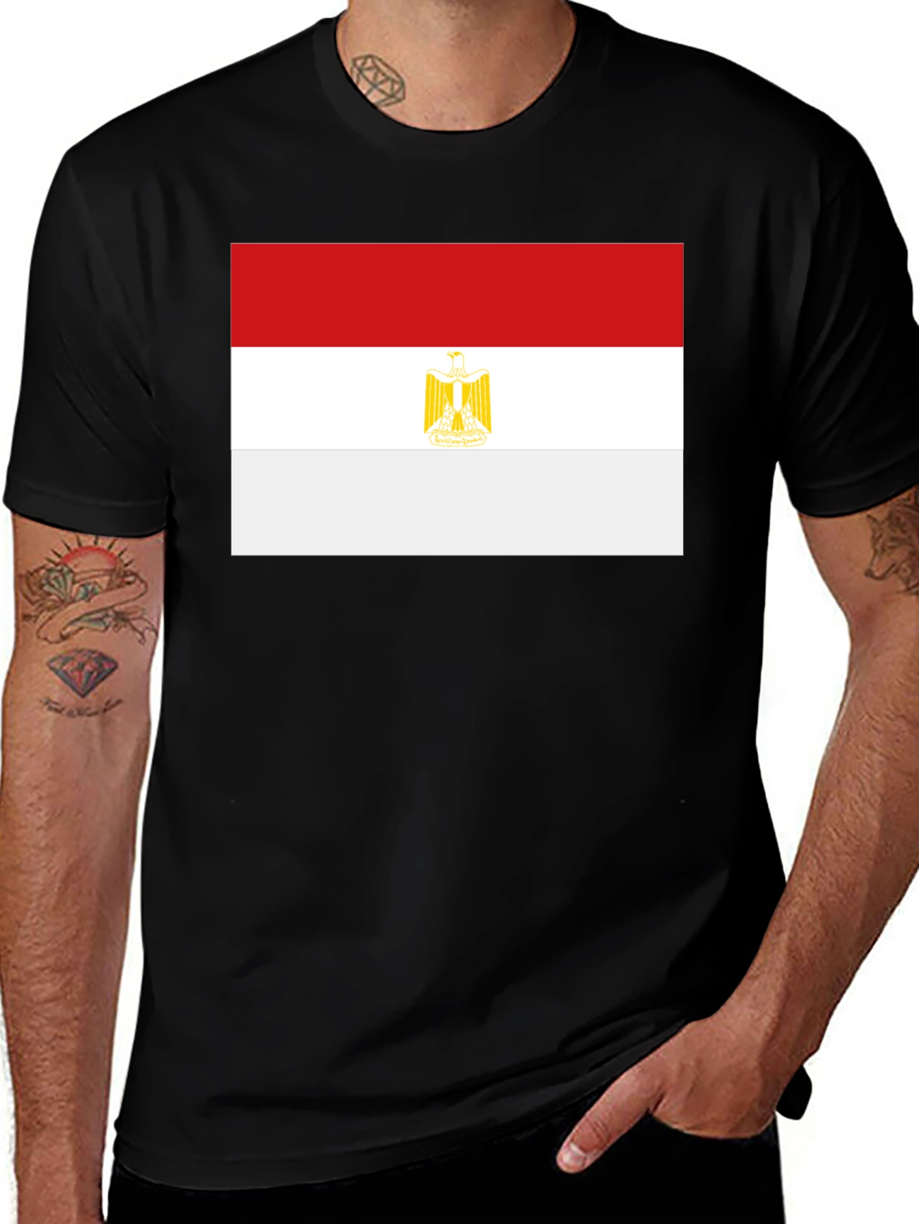 Variant 25 of Egypt Flag Graphic Tee - Black Cotton T-Shirt