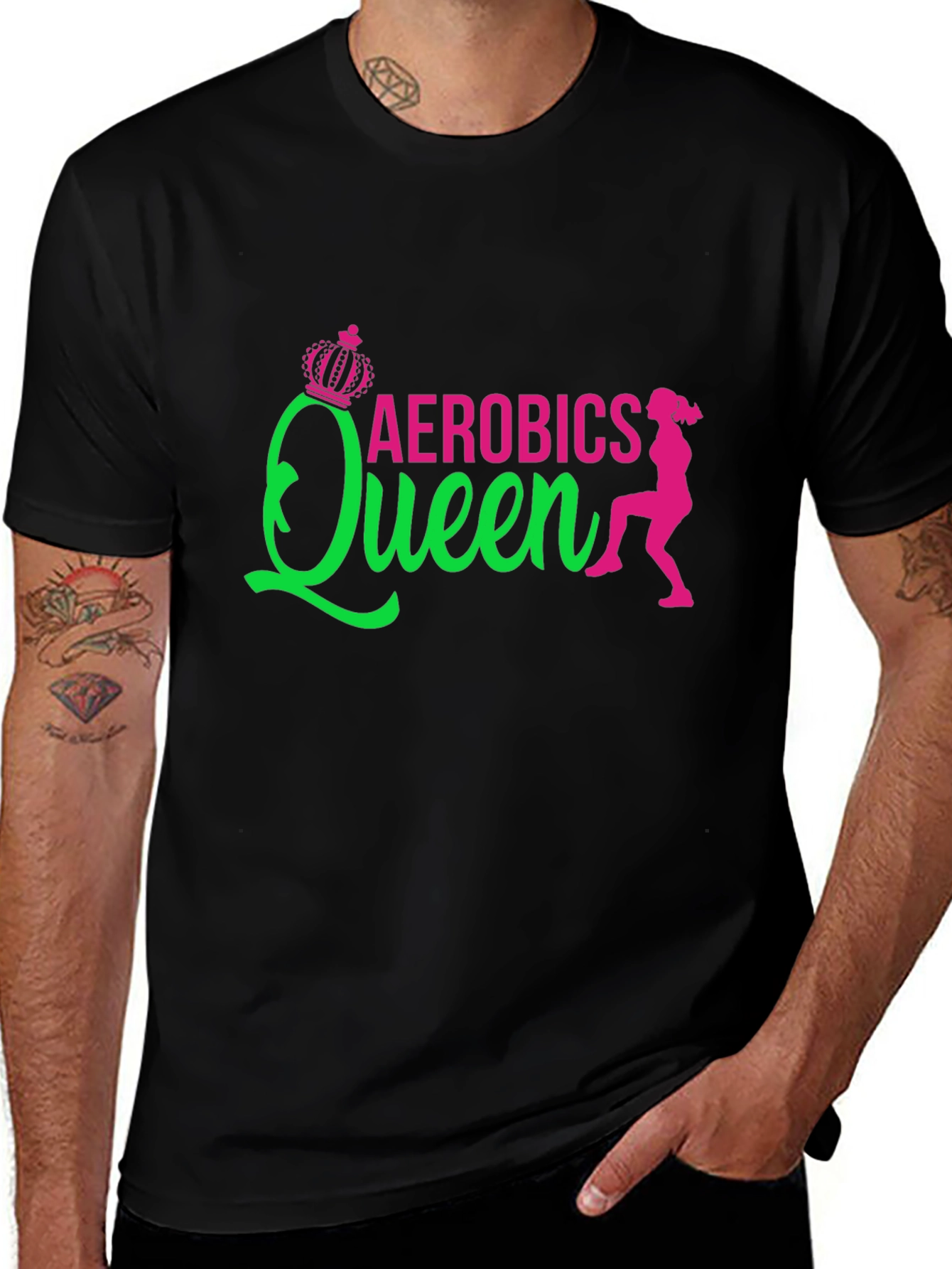 Variant 28 of Aerobics Queen Black T-Shirt