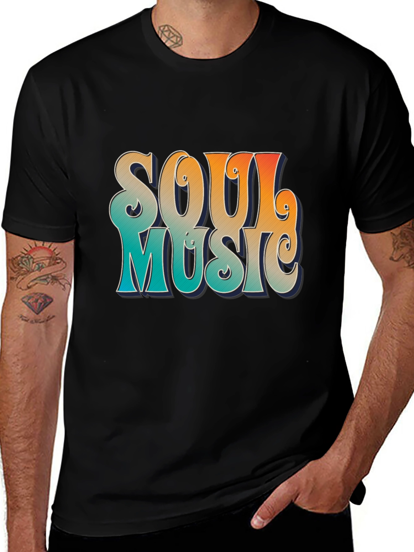 Variant 8 of Retro Soul Music Graphic Tee - Black