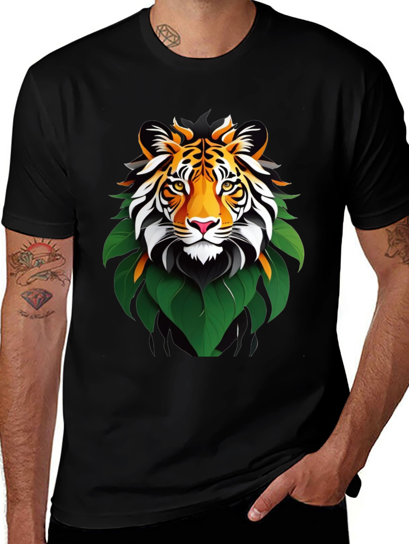 Variant 8 of Tiger Graphic Print Black T-Shirt