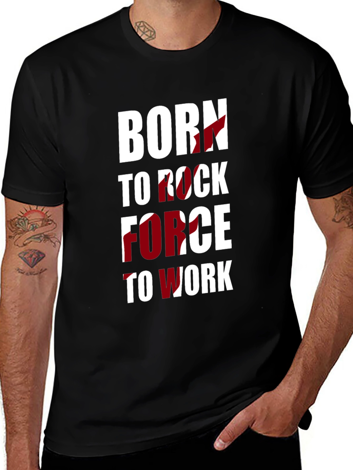 Variant 21 of Born to Rock, Force to Work Men's T-Shirt