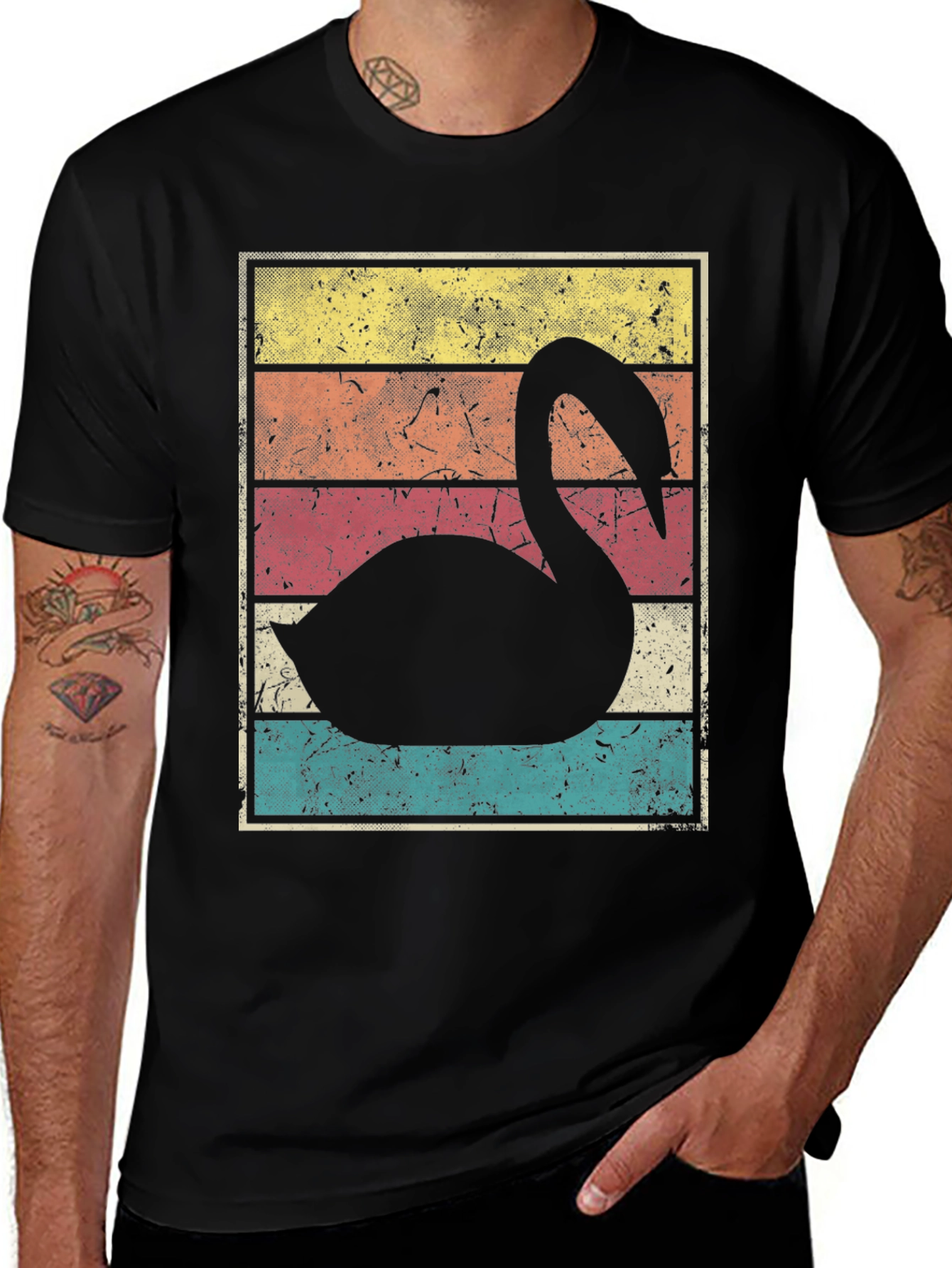 Variant 14 of Retro Swan Graphic T-Shirt - Vintage Style Tee