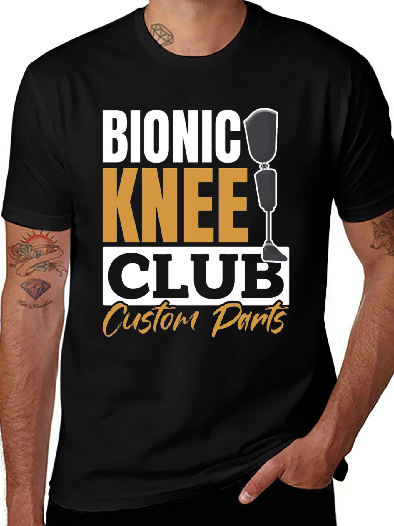 Bionic Knee Club T-Shirt - Custom Pants Humor Tee