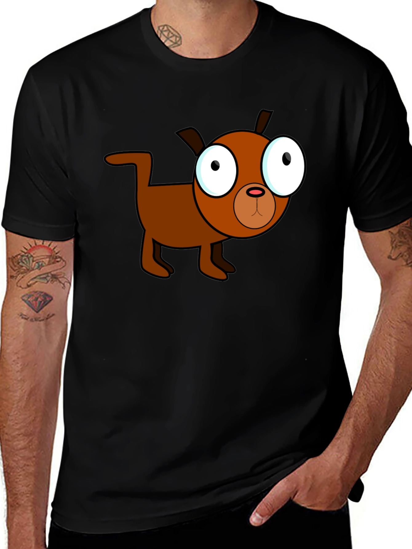 Variant 29 of Cartoon Dog Black T-Shirt - Unique Design