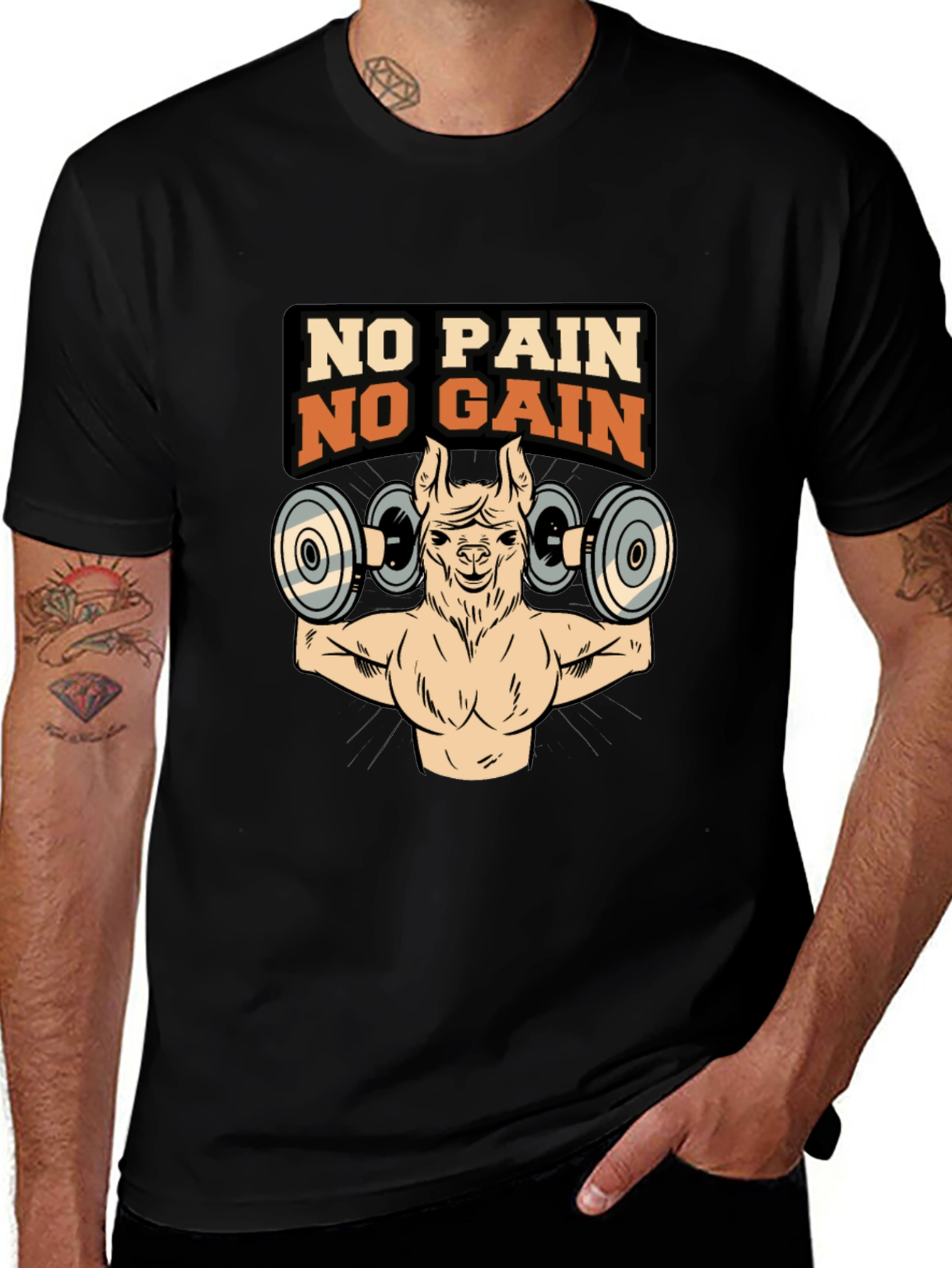 Variant 15 of No Pain No Gain Llama Gym T-Shirt
