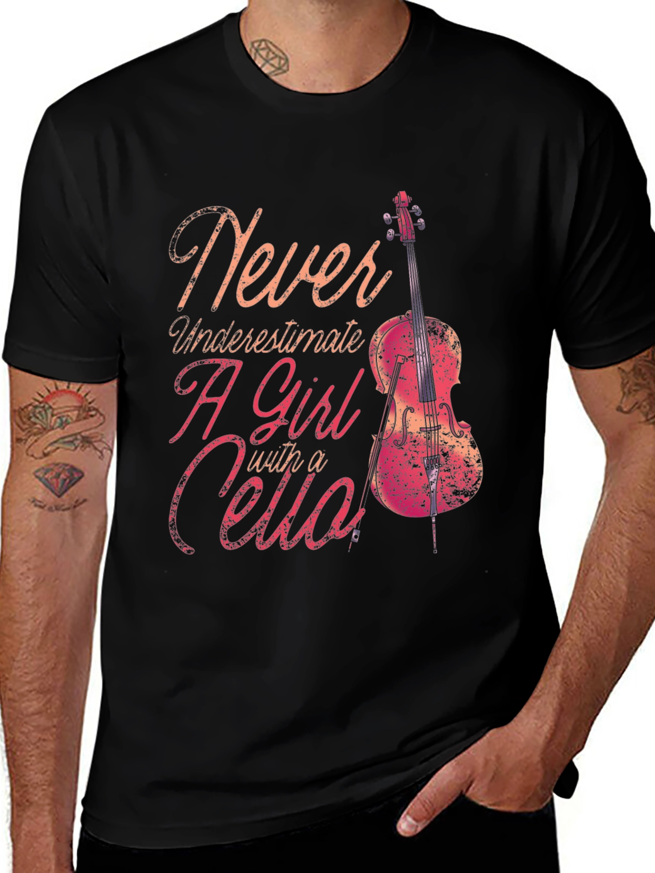 Variant 6 of Never Underestimate A Girl With Cello T-Shirt