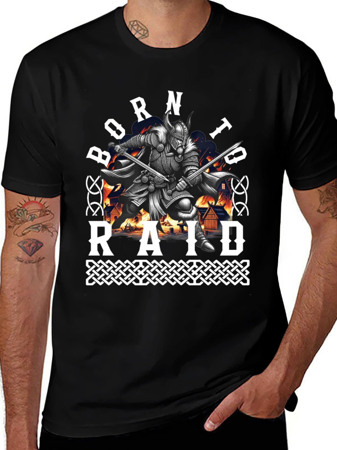 Born To Raid Viking Warrior Graphic Tee