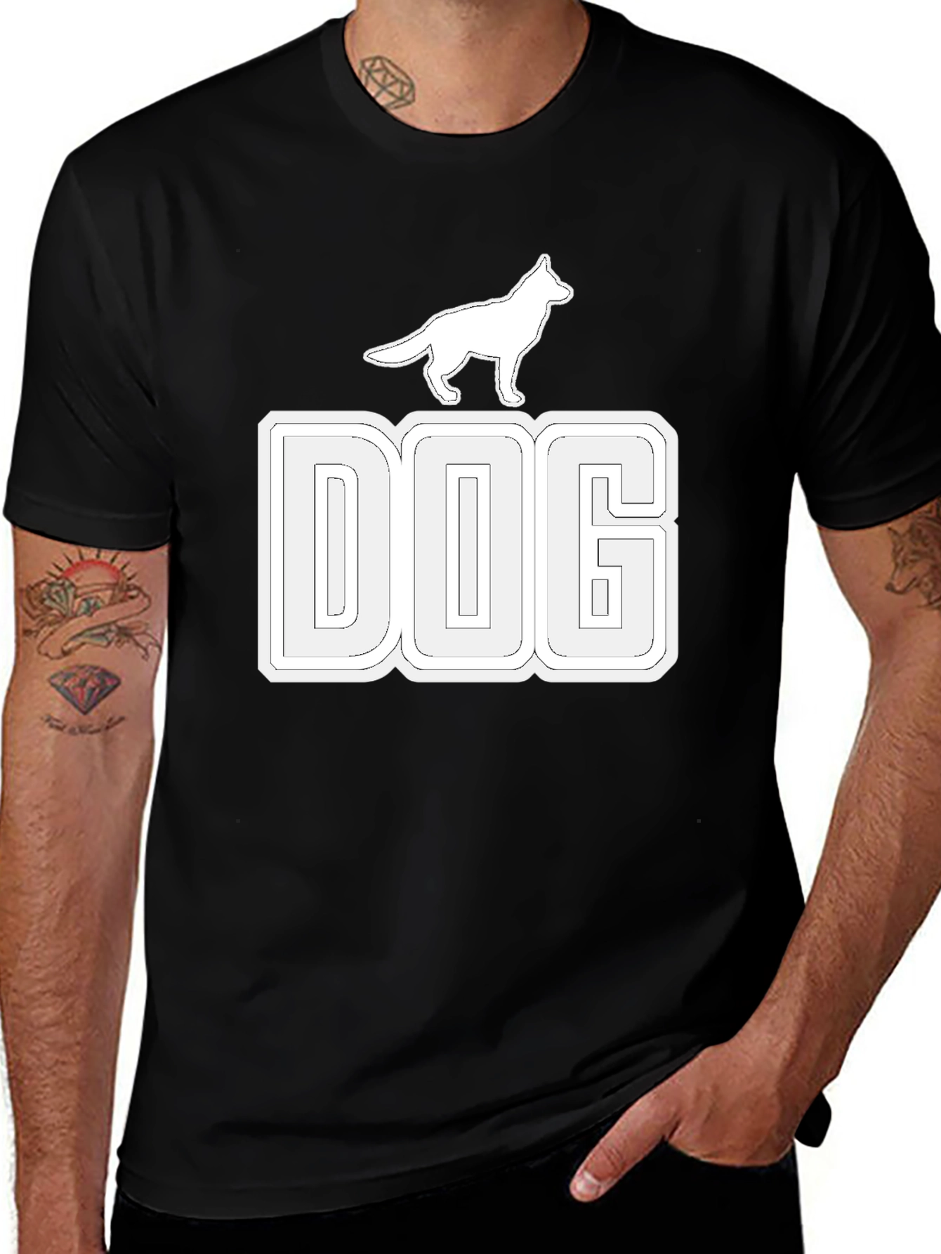 Variant 28 of Dog Graphic Tee - Black Cotton Blend T-Shirt