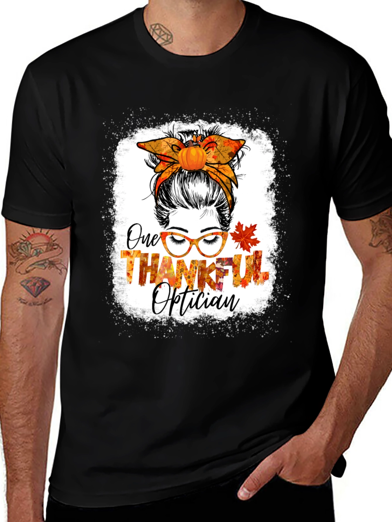 Variant 6 of Thankful Optician Messy Bun T-Shirt