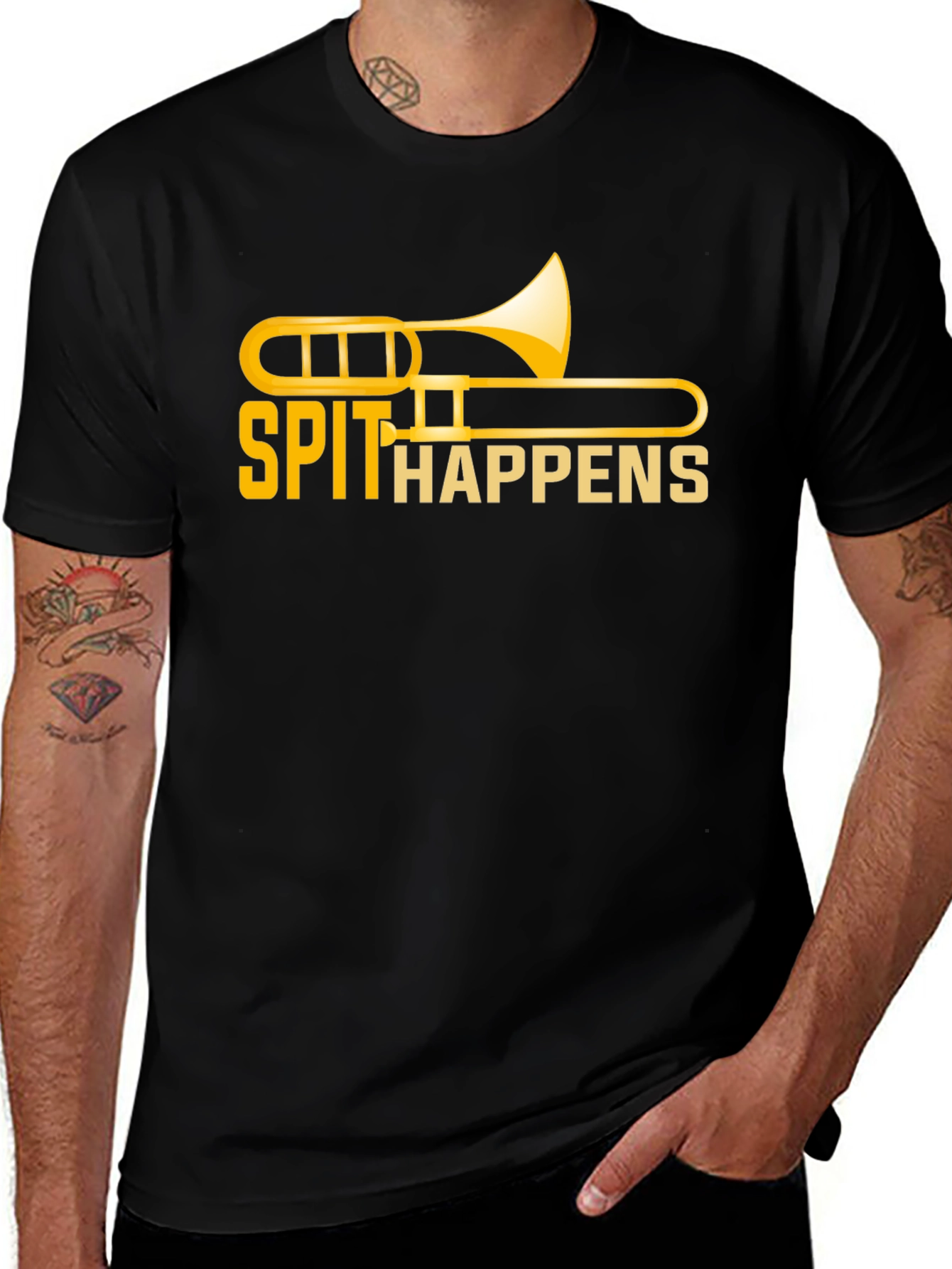 Variant 13 of Spit Happens Trombone T-Shirt - Band Humor