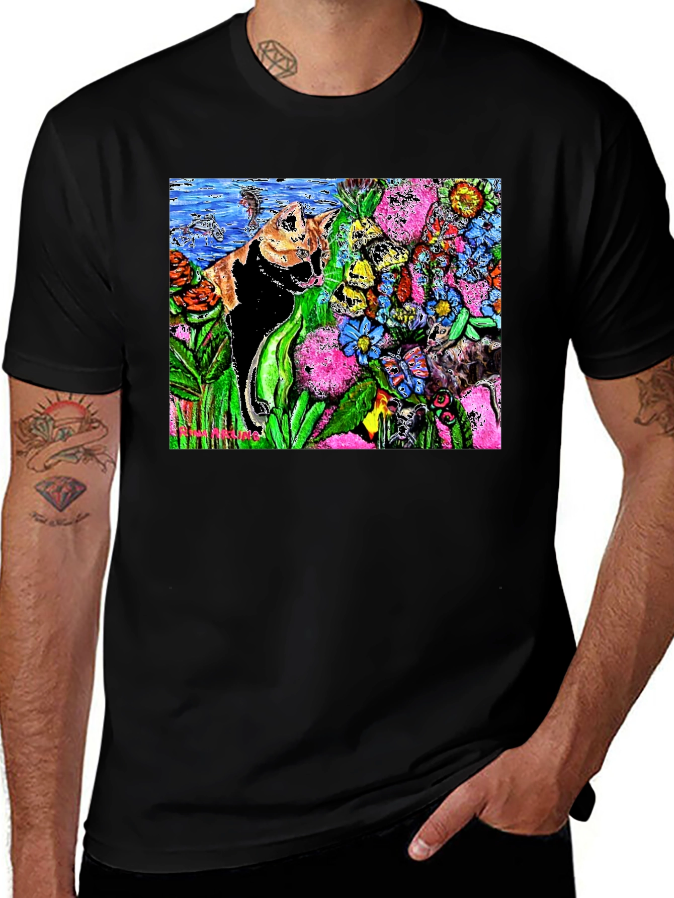 Variant 21 of Vibrant Nature Art Print Black T-Shirt