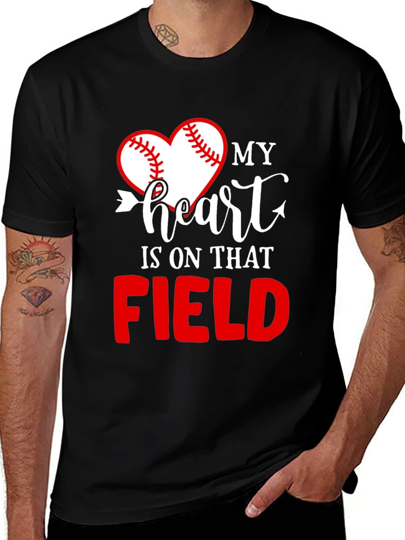 Variant 24 of Baseball Heart T-Shirt - My Heart Is On That Field