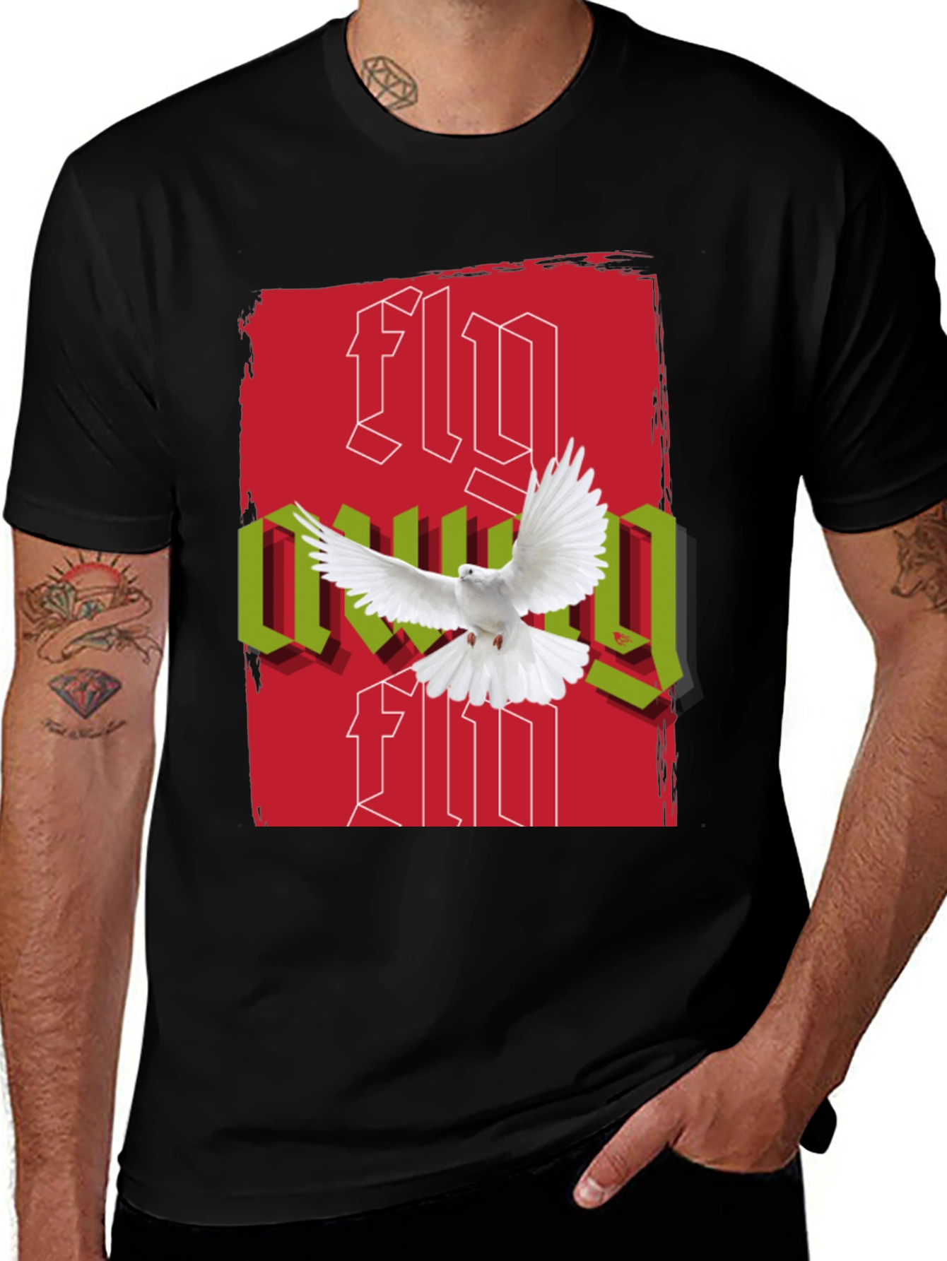 Variant 25 of Fly Away Dove Graphic T-Shirt - Black