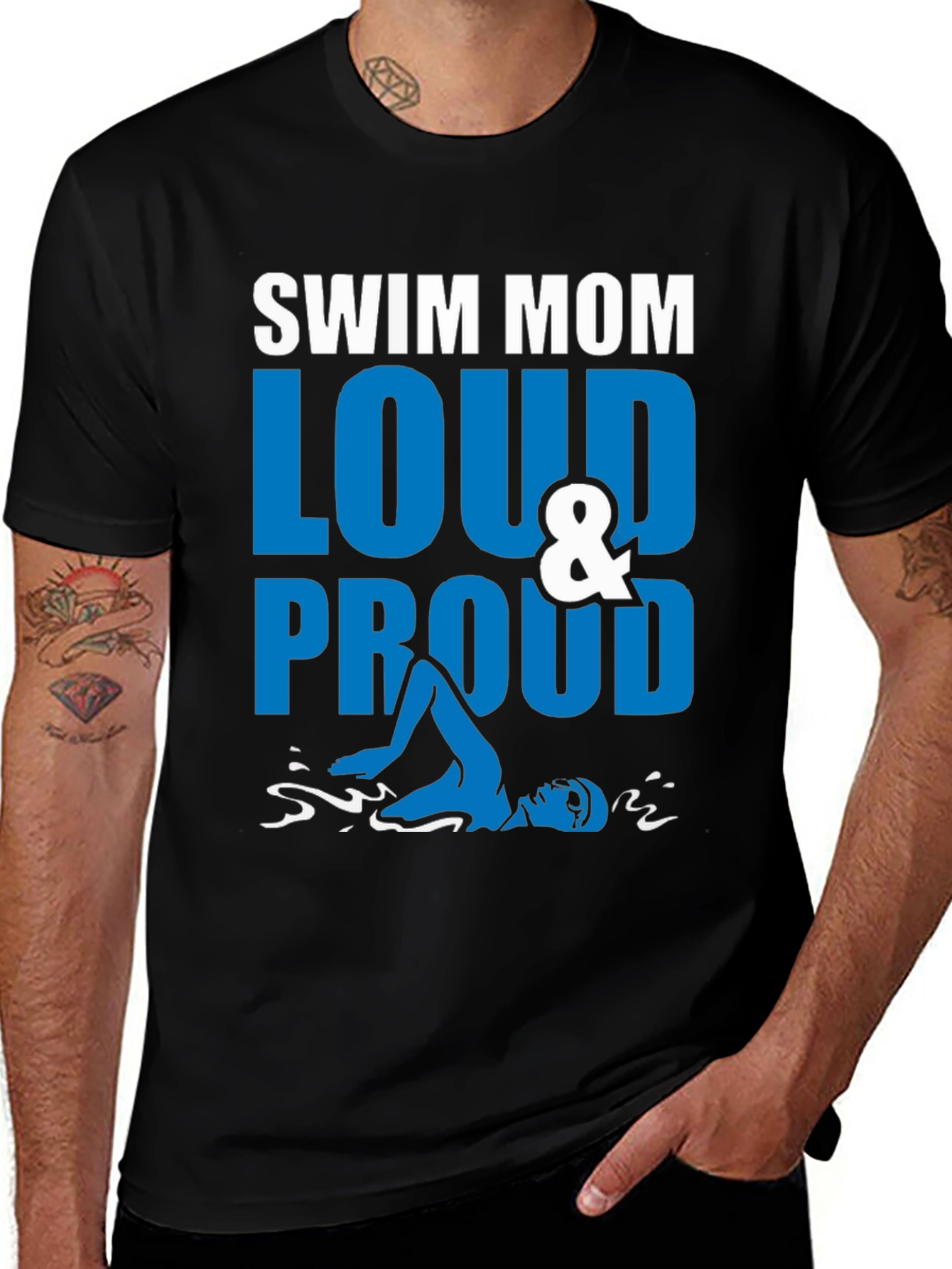 Variant 26 of Swim Mom Loud & Proud Graphic T-Shirt