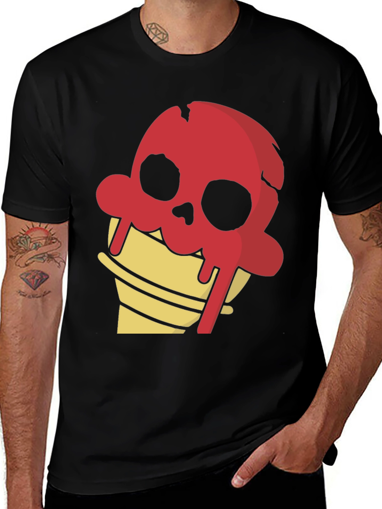 Variant 21 of Skull Ice Cream Cone Graphic Tee - Unique Design