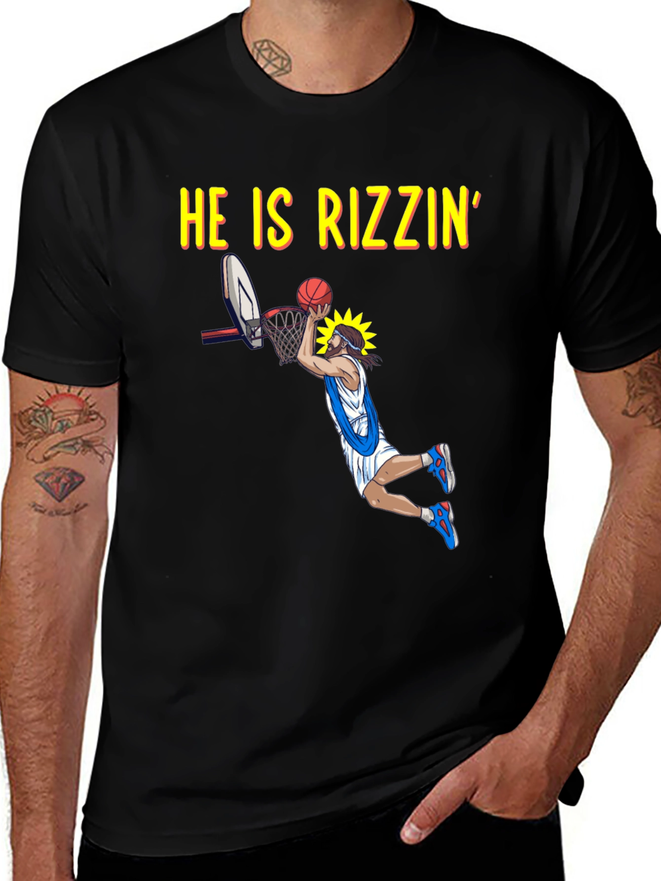 Variant 30 of He is Rizzin' Basketball T-Shirt