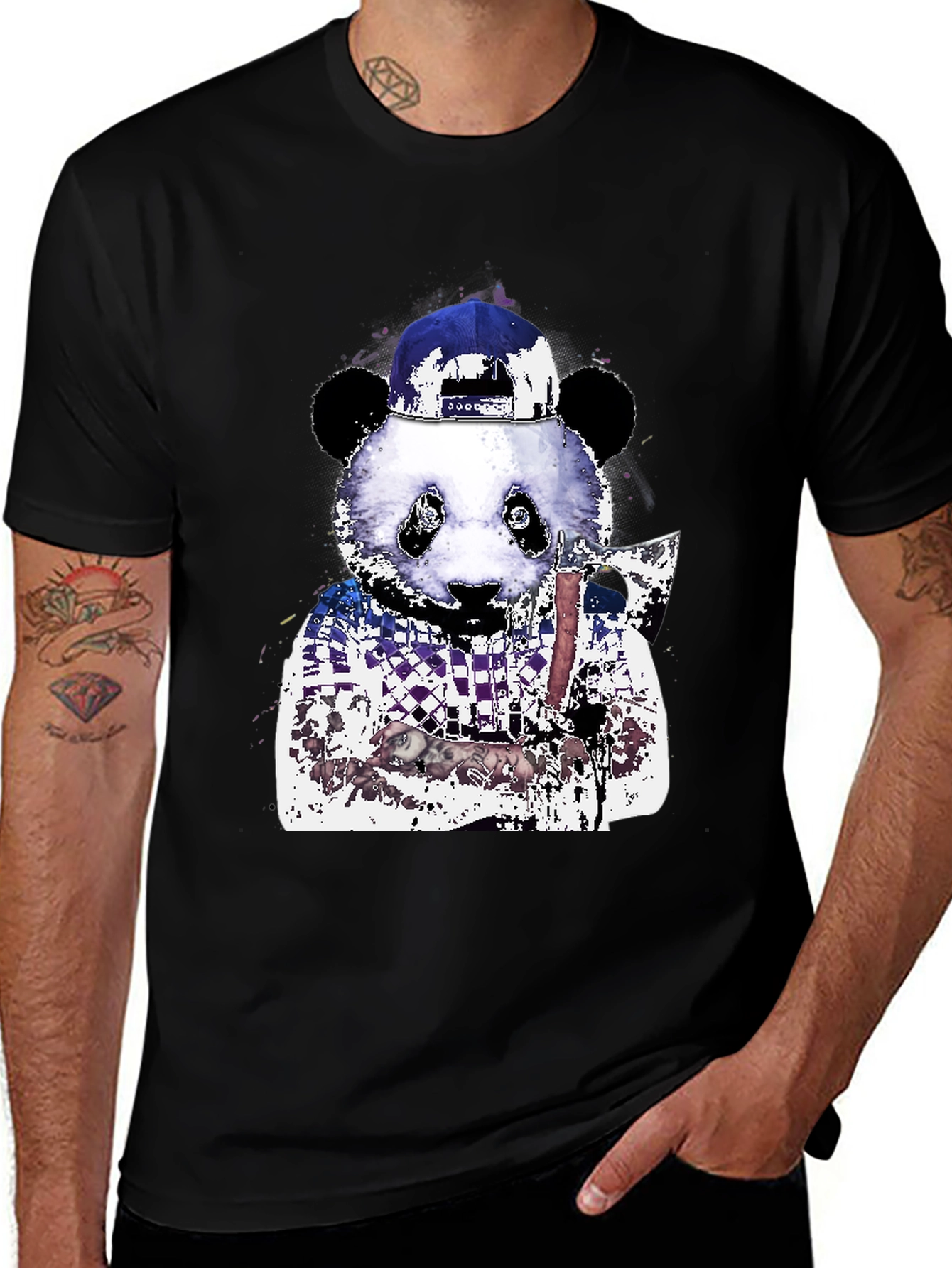 Variant 8 of Cool Panda Graphic Print Black T-Shirt
