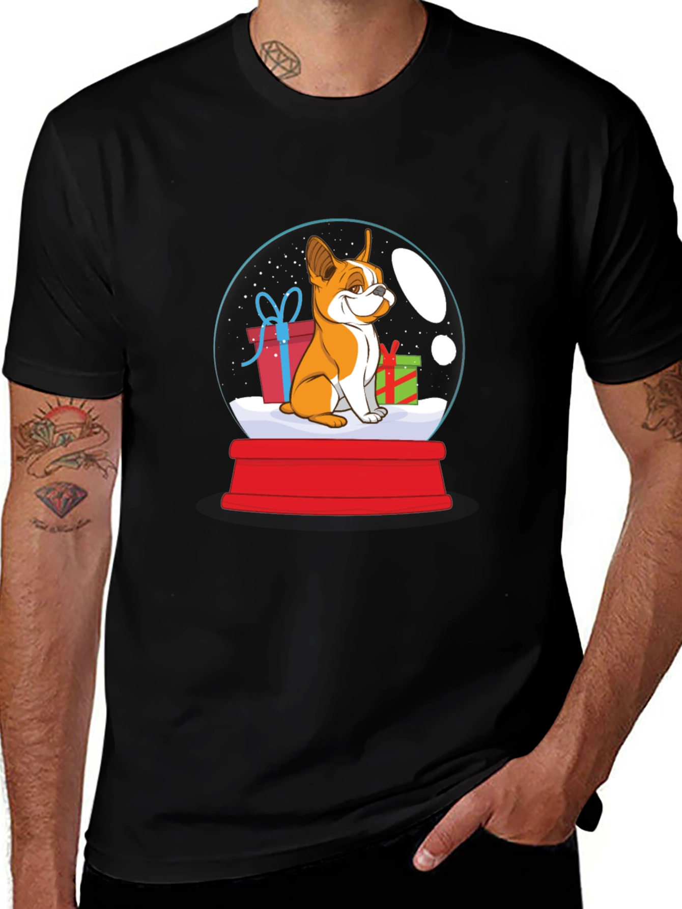 Variant 9 of Dog Christmas Snow Globe Graphic T-Shirt