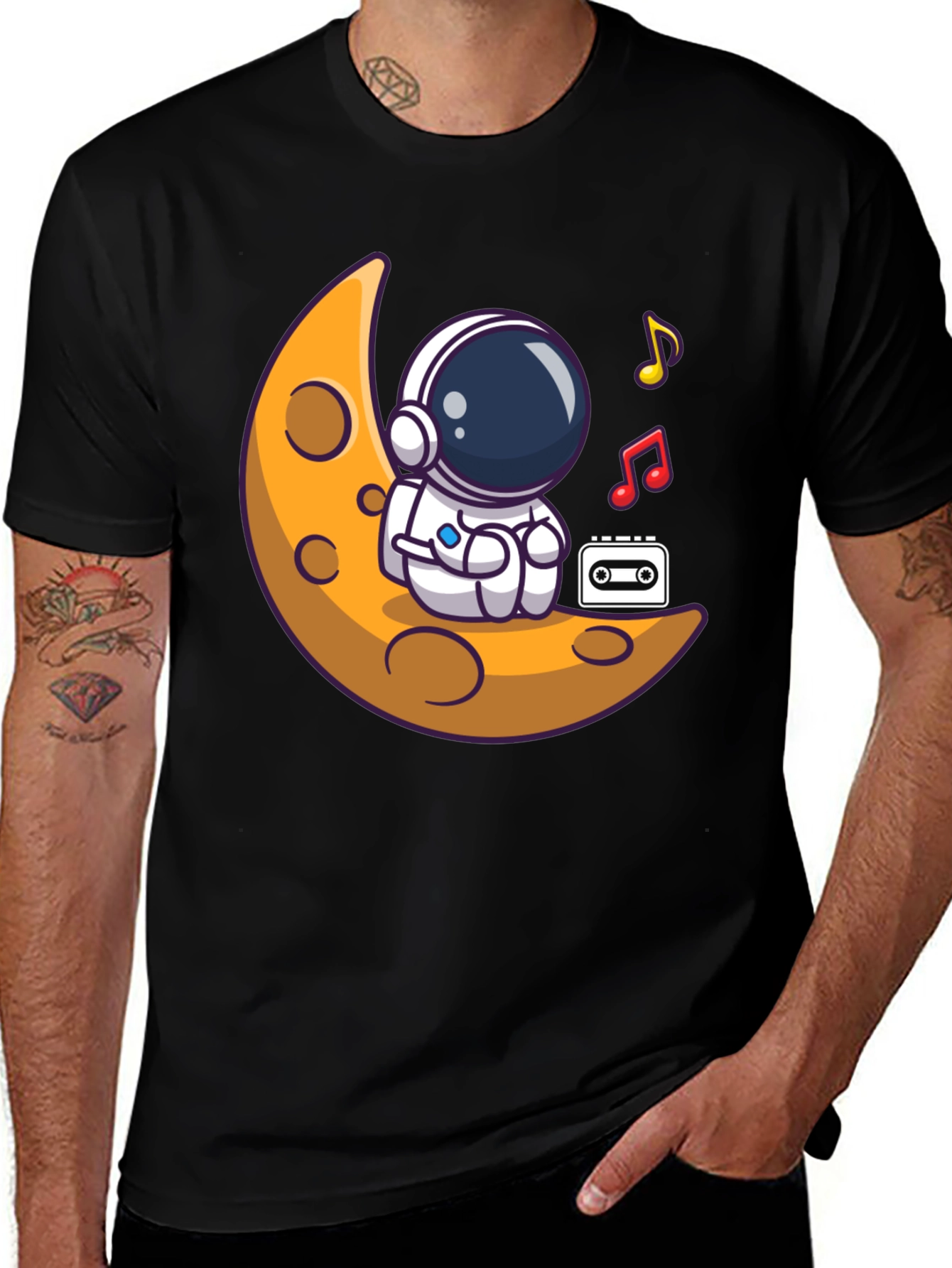 Variant 15 of Astronaut Moon Tunes Black T-Shirt