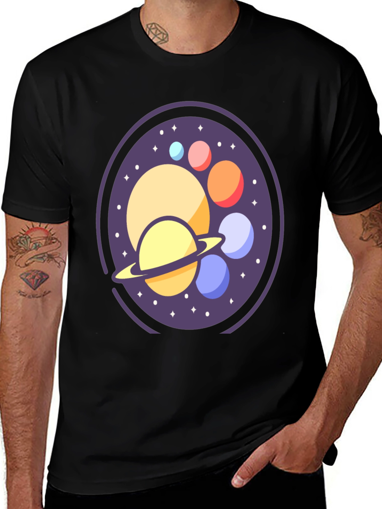 Variant 22 of Cosmic Planets Graphic Tee - Black