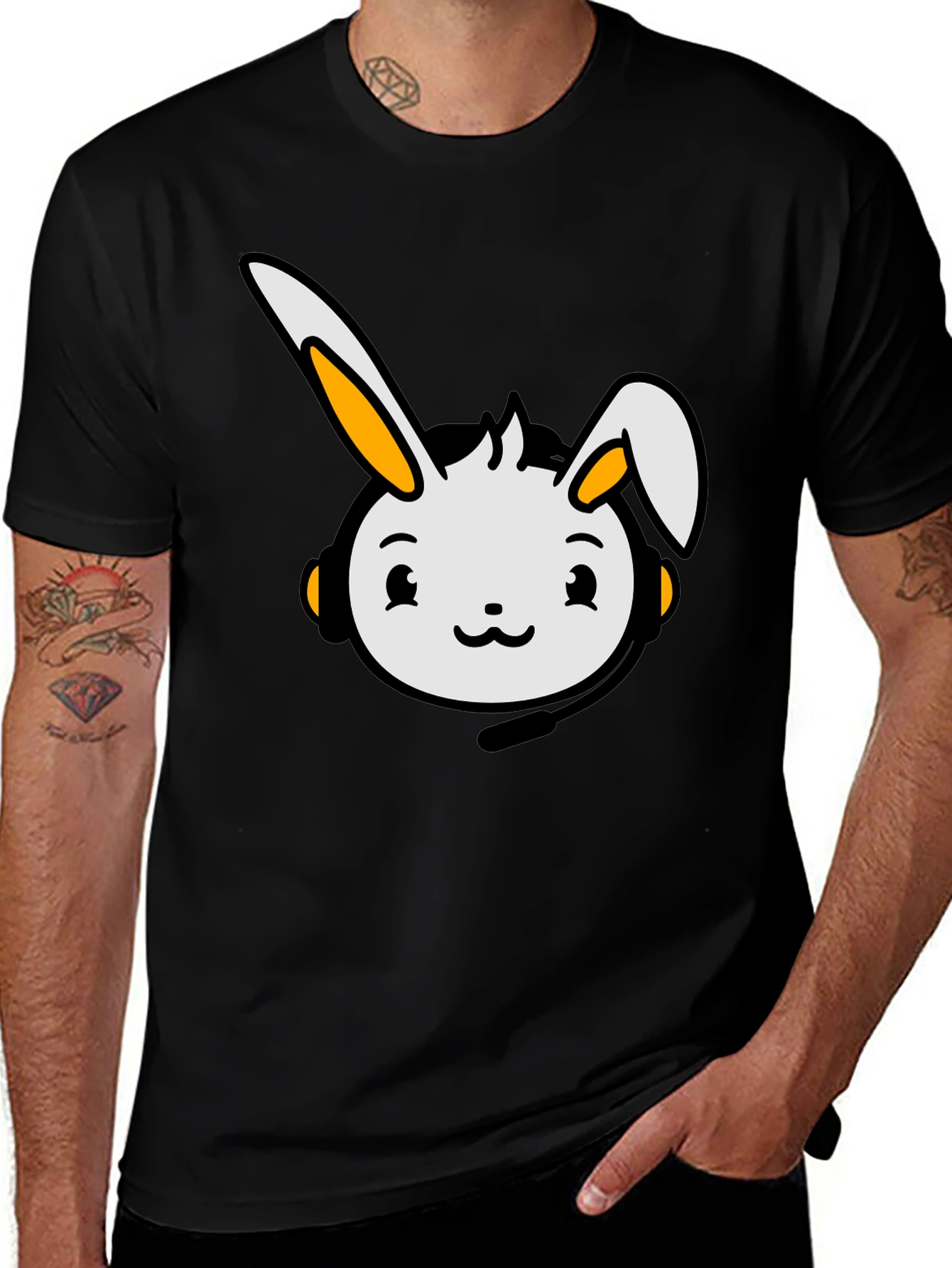 Variant 6 of Cute Bunny Graphic T-Shirt - Black
