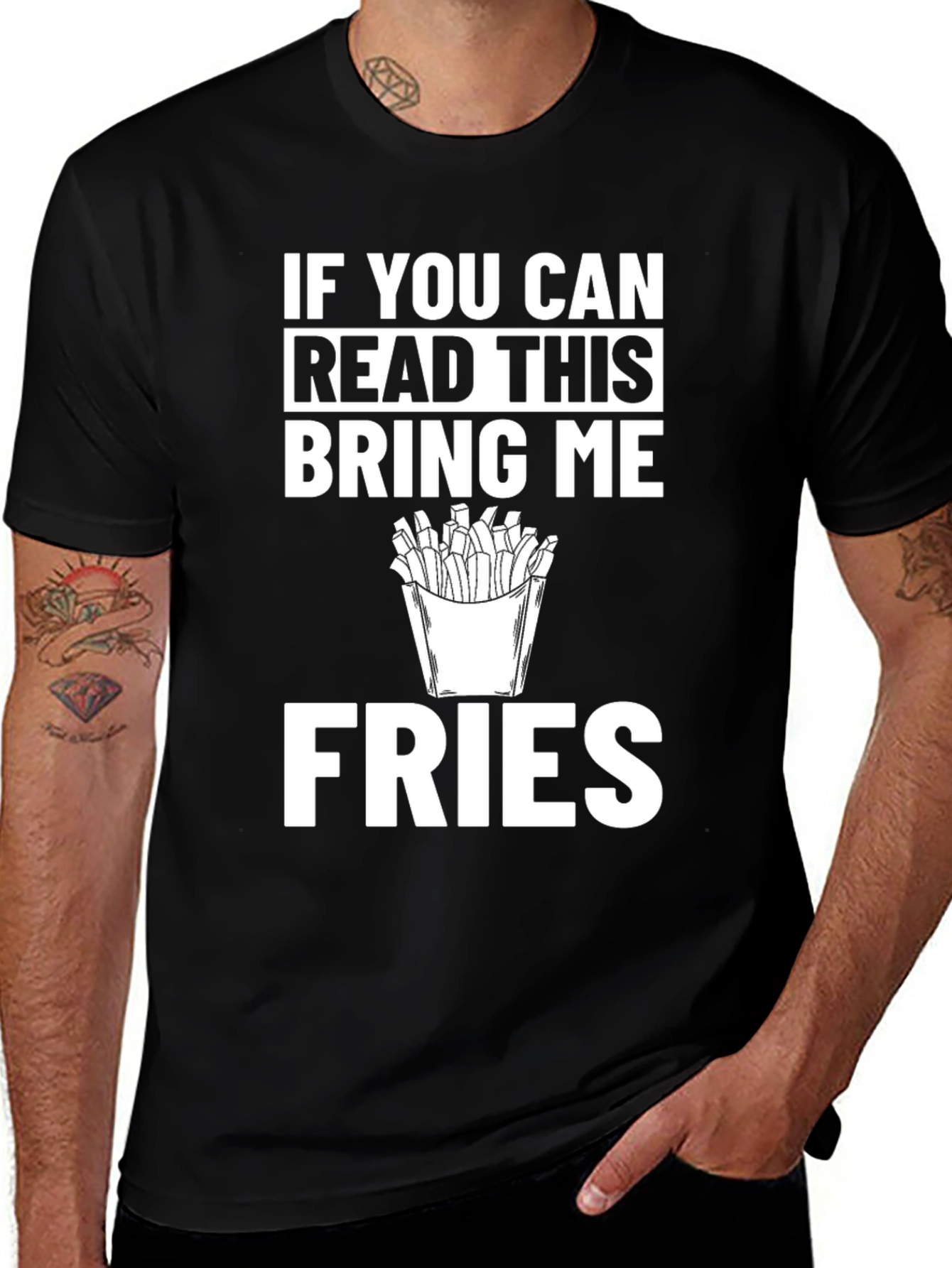 Variant 23 of Funny Fries Graphic Tee - If You Can Read This