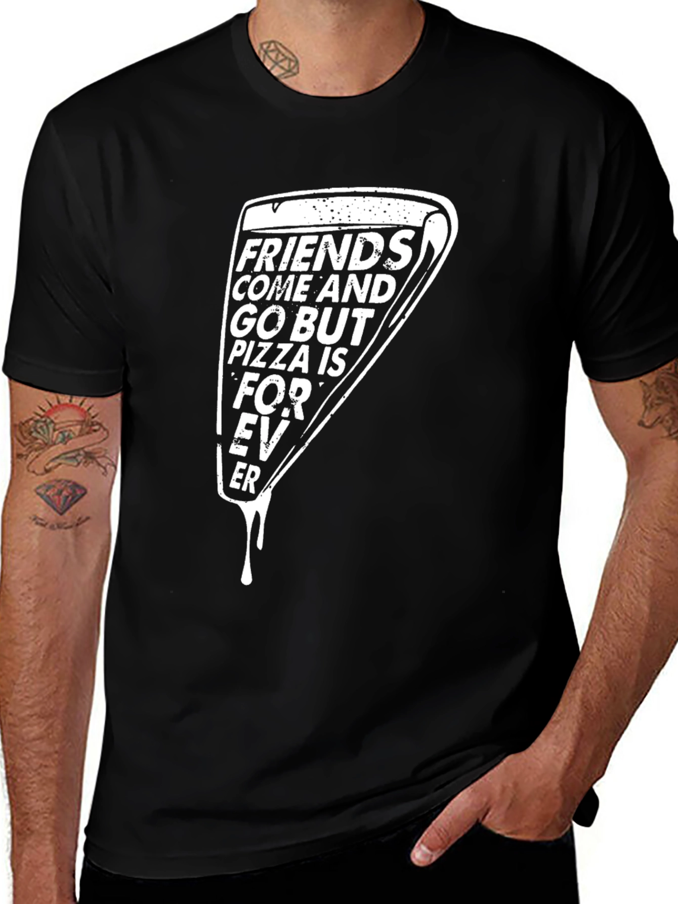 Variant 22 of Pizza is Forever Black Graphic Tee