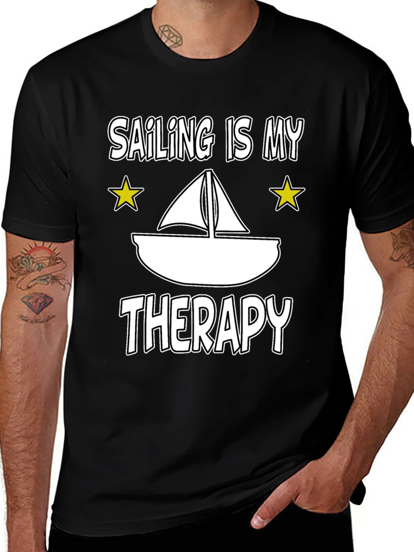 Variant 10 of Sailing Is My Therapy T-Shirt Black