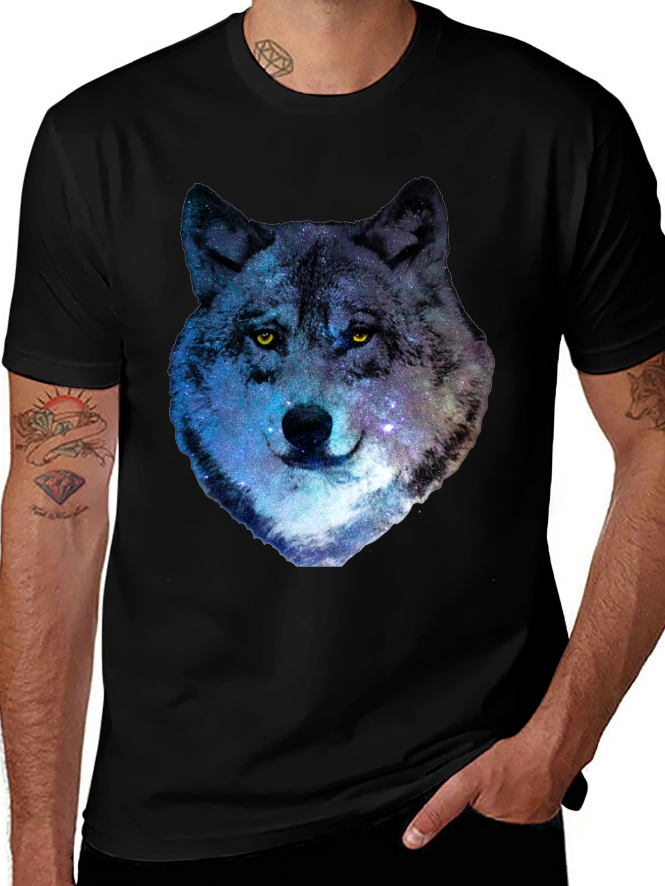 Variant 27 of Galaxy Wolf Graphic T-Shirt - Cool Animal Print Tee