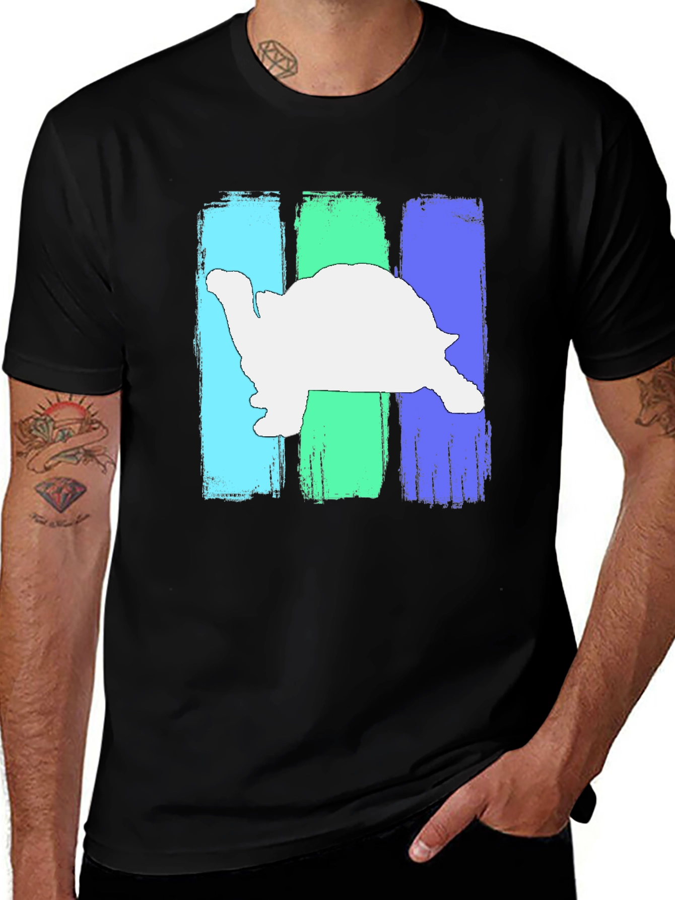 Variant 11 of Retro Turtle Graphic T-Shirt - Black