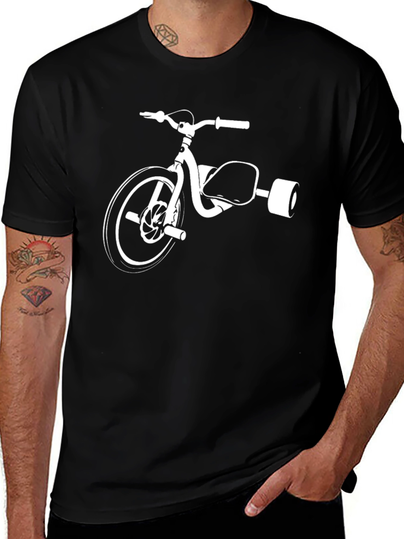 Variant 26 of Black T-Shirt with Tricycle Design