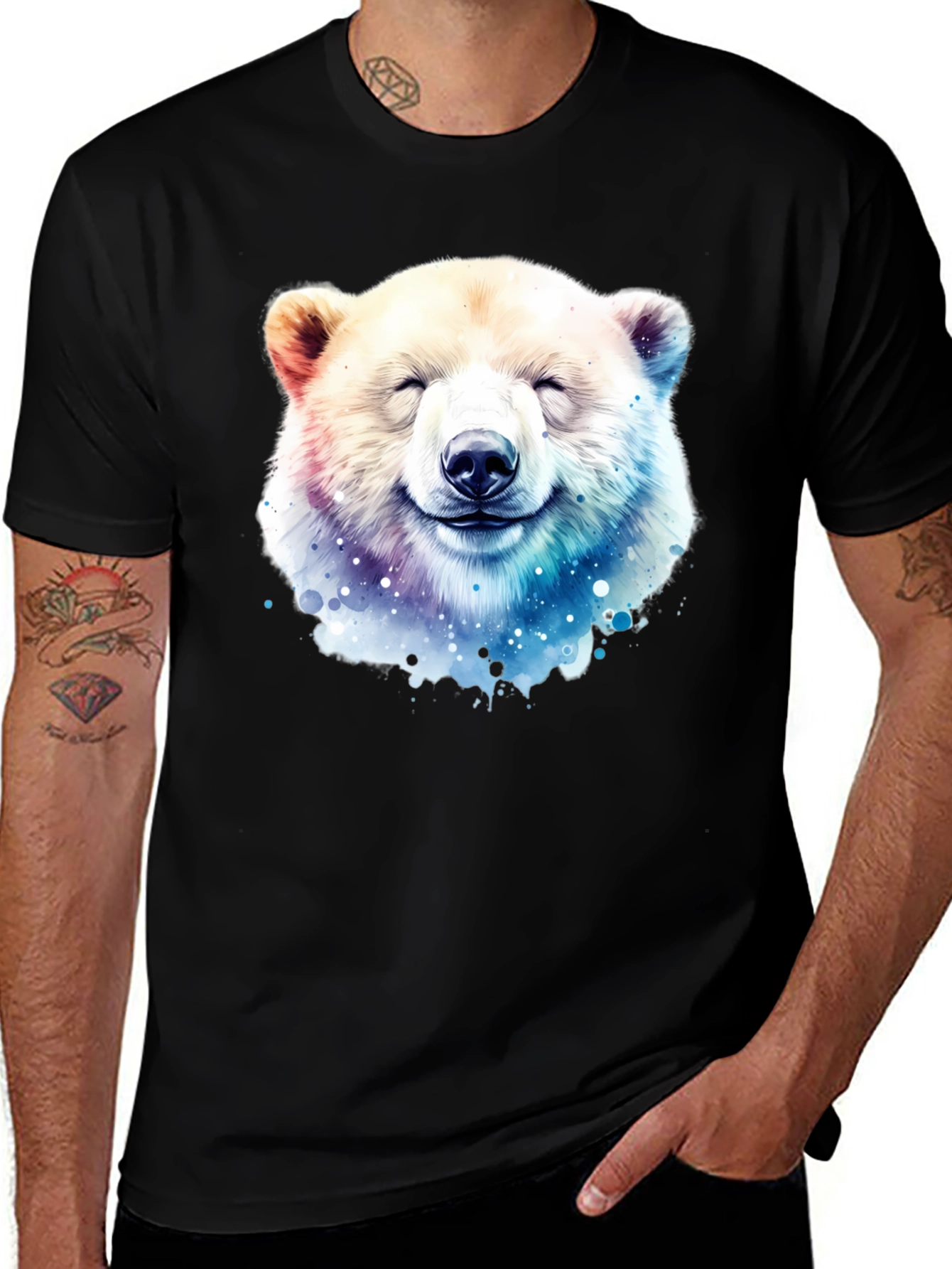 Variant 2 of Smiling Bear Graphic Tee - Black T-Shirt