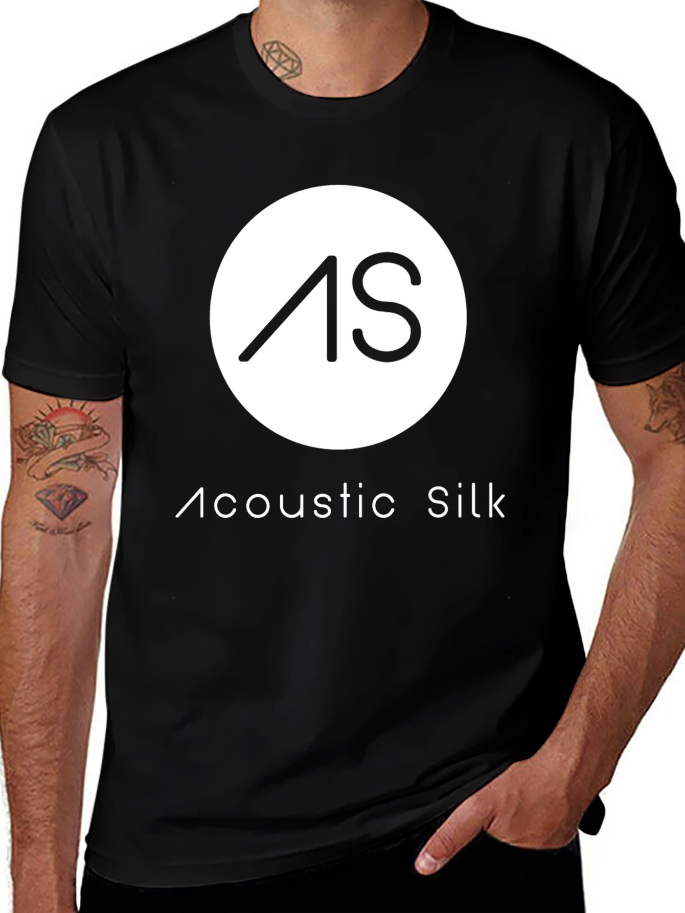 Variant 21 of Acoustic Silk Black T-Shirt - Modern Design