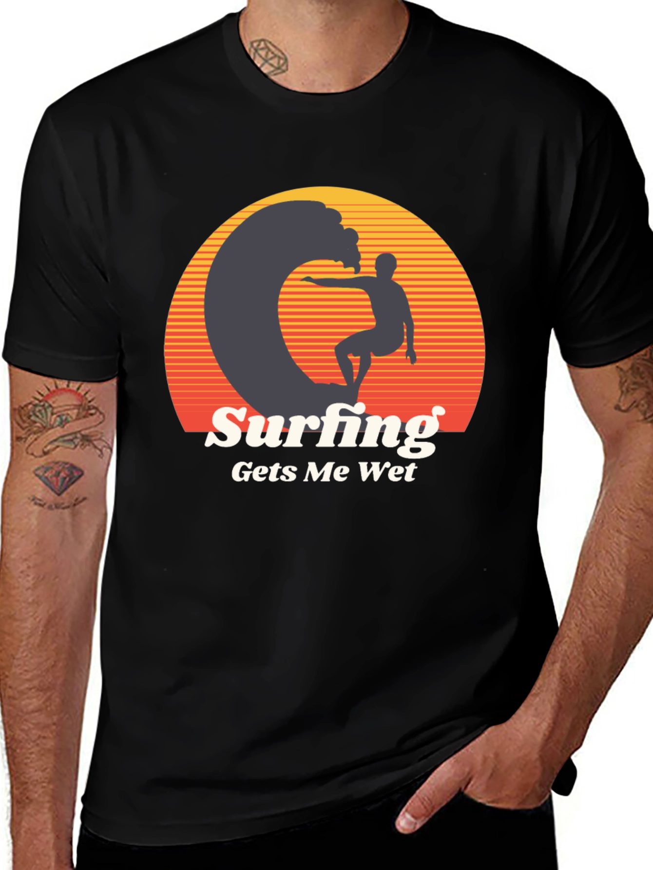 Variant 22 of Surfing Gets Me Wet Graphic Tee